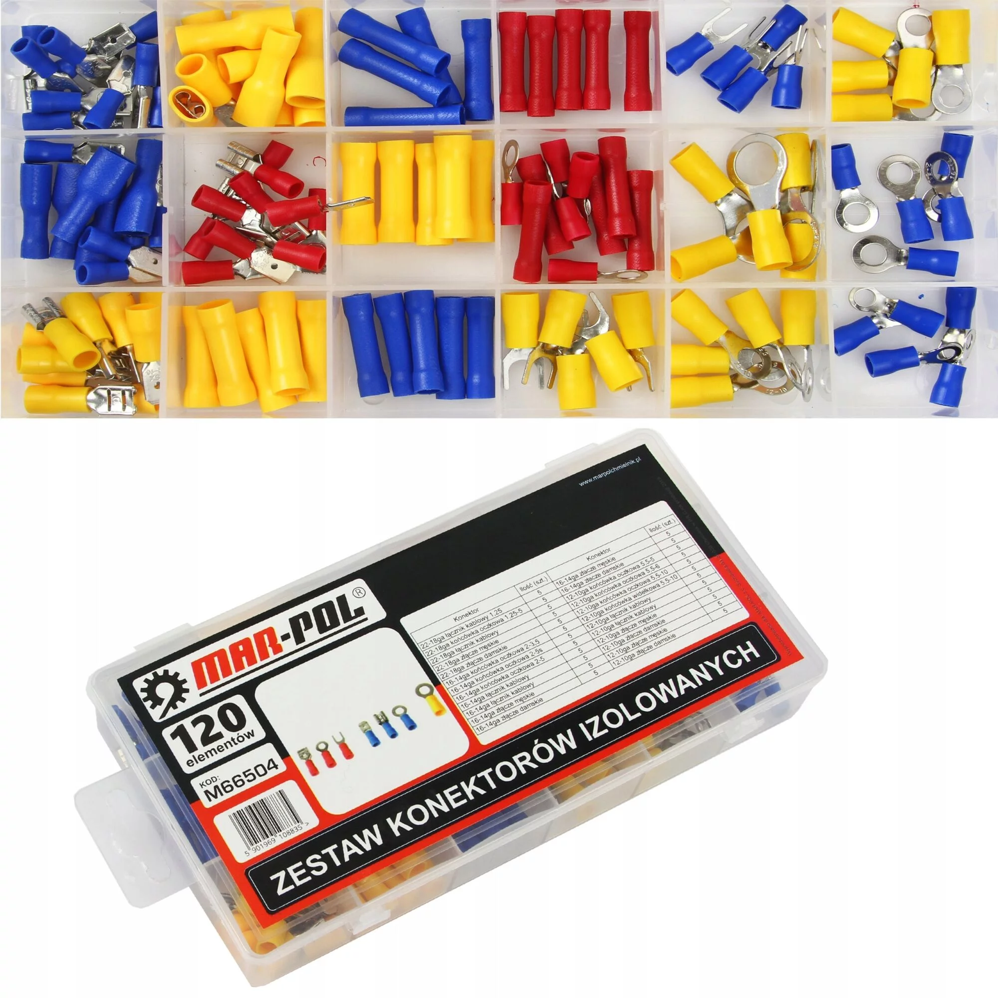 ZESTAW KOŃCÓWEK I KONEKTORÓW KABLOWYCH 120 el