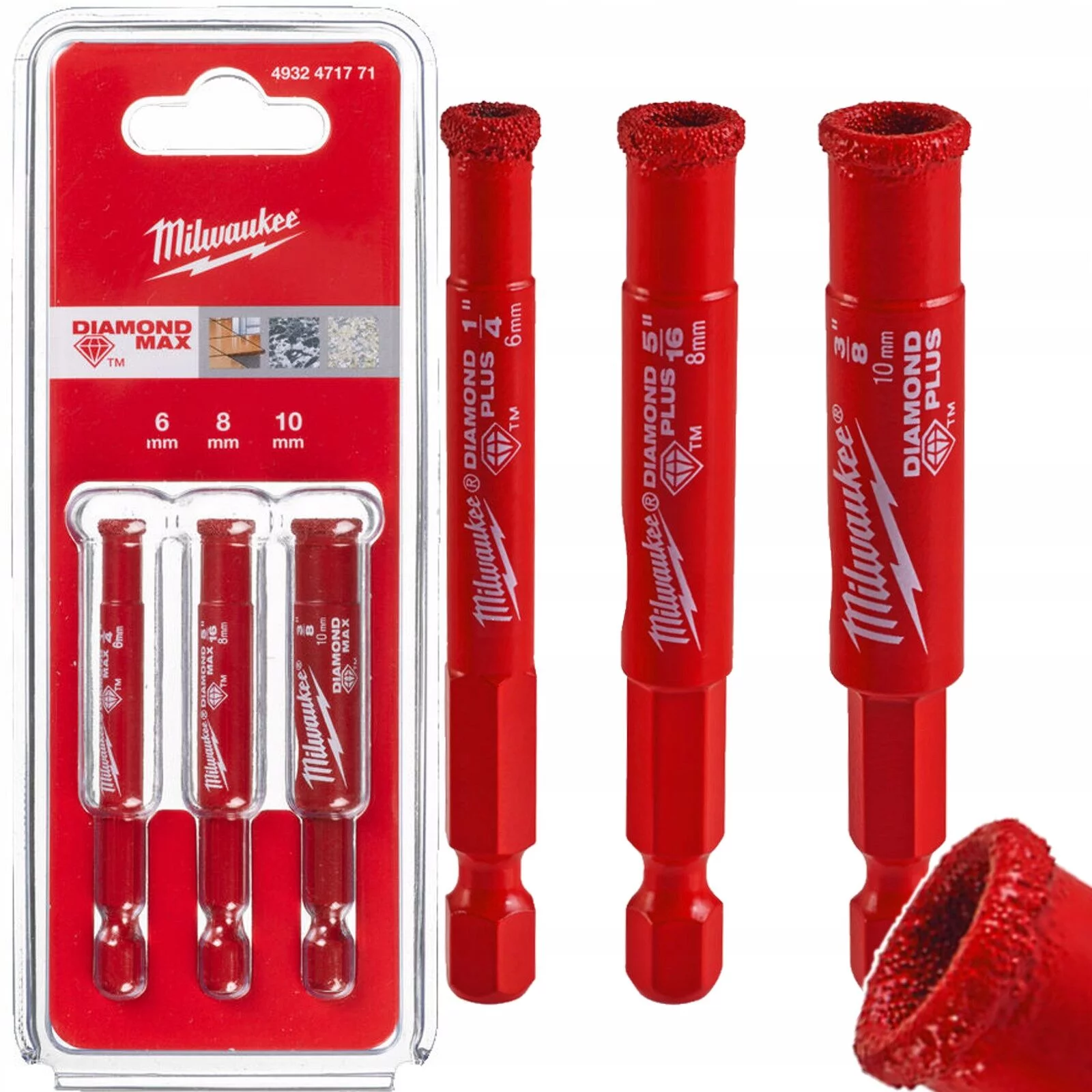 ZESTAW WIERTEŁ DIAMENTOWYCH MILWAUKEE 6mm 8mm 10mm