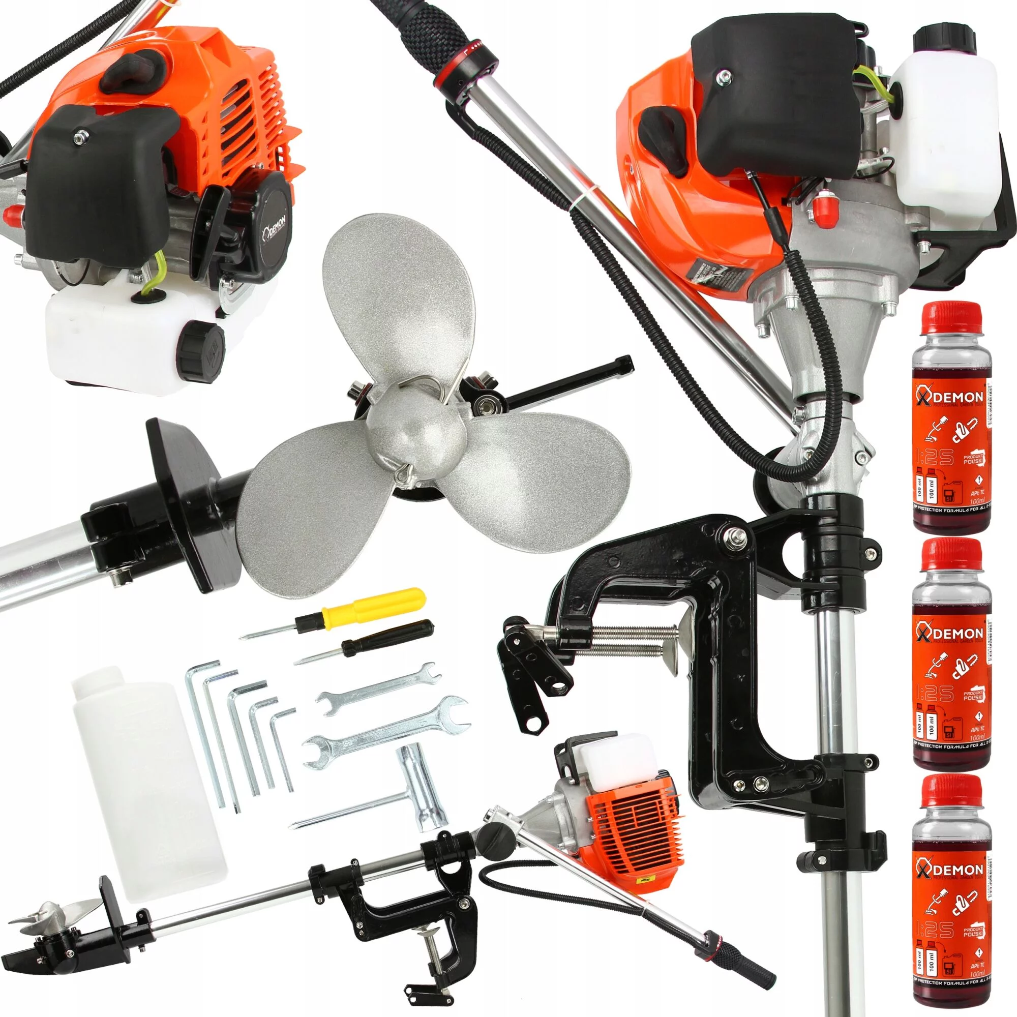 ZABURTOWY SILNIK SPALINOWY 2T+ SZTYCA MOCNY DO ŁÓDKI, PONTONU DEMON