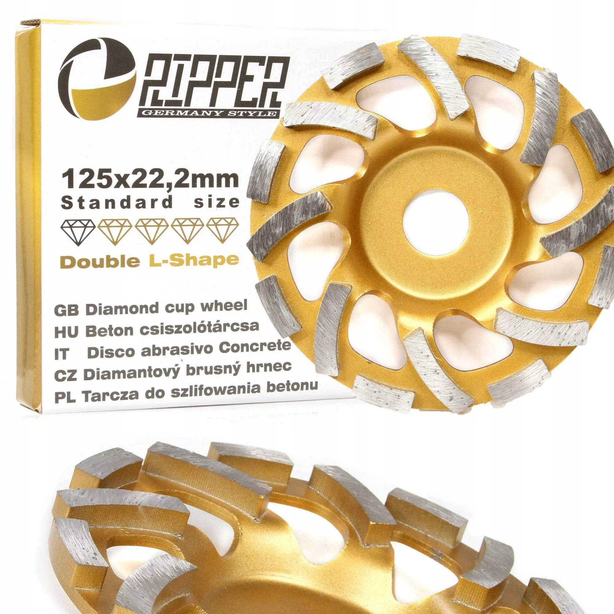 SEGMENTOWA TARCZA GARNKOWA SZLIFOWANIA BETONU 125mm x 22,2mm DOUBLE L-SHAPE