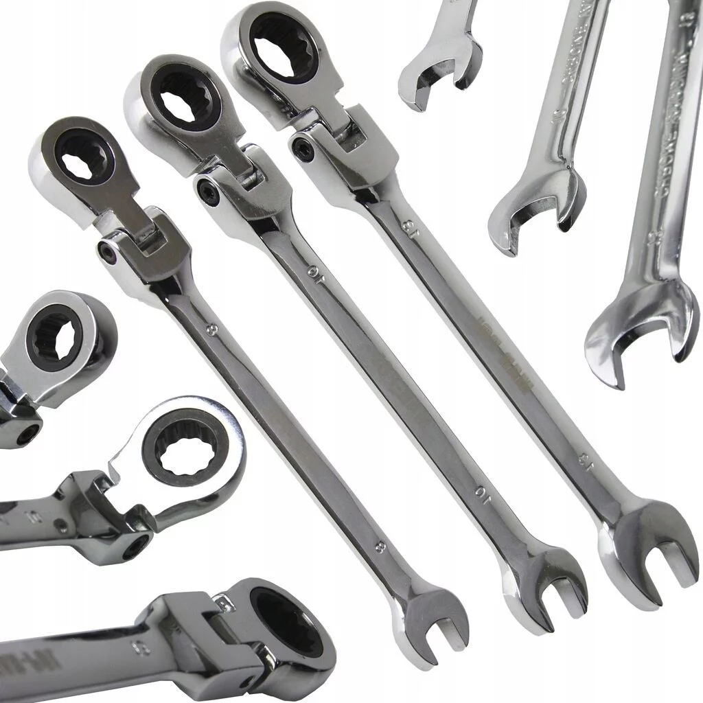 KLUCZE PŁASKO-OCZKOWE Z GRZECHOTKĄ ŁAMANE 8-13mm 3sztuki