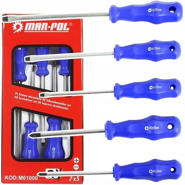 ZESTAW WKRĘTAKÓW WKRĘTAKI 5EL. ŚRUBOKRĘTY CRV