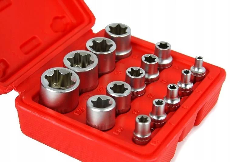 ZESTAW KLUCZY NASADOWYCH NASADKI TORX E4 - E24 / 1/2"+ 3/8" + 1/4"