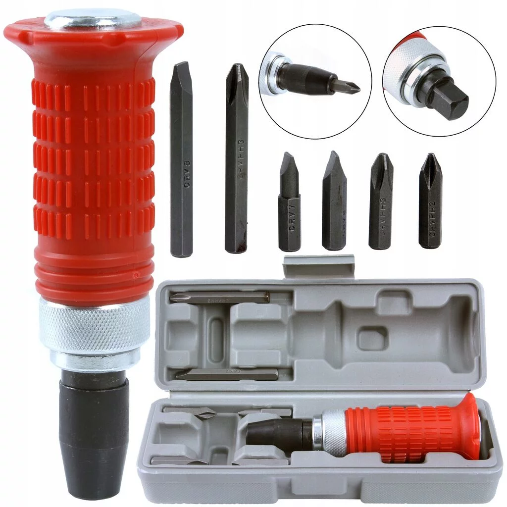 ZESTAW WKRĘTAK UDAROWY DO POBIJANIA Z OSŁONĄ + ETUI BITY 7 ELEMENTÓW