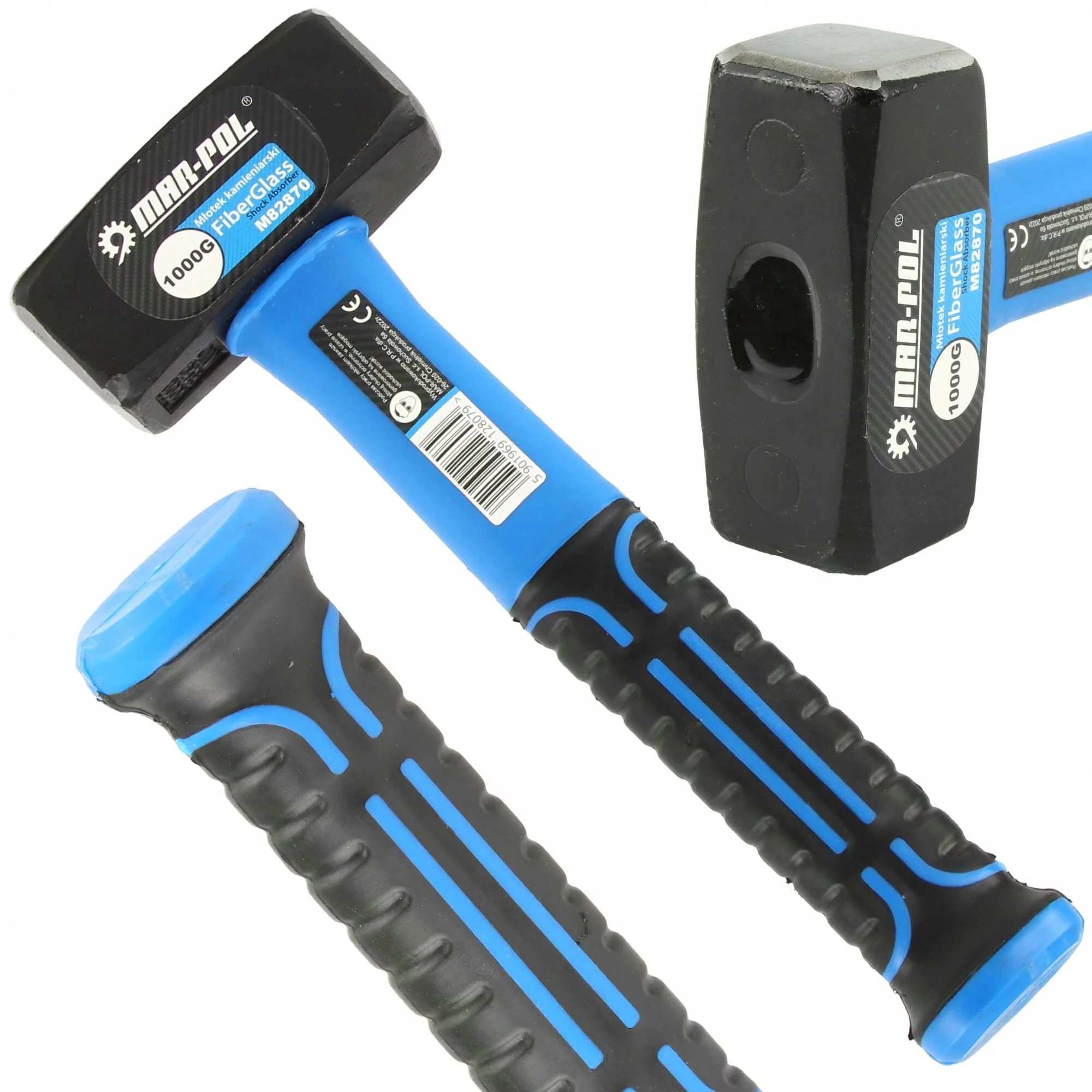 MŁOTEK KAMIENIARSKI MŁOT WYBURZENIOWY DWUOBUCHOWY FIBERGLASS 1KG 1000G