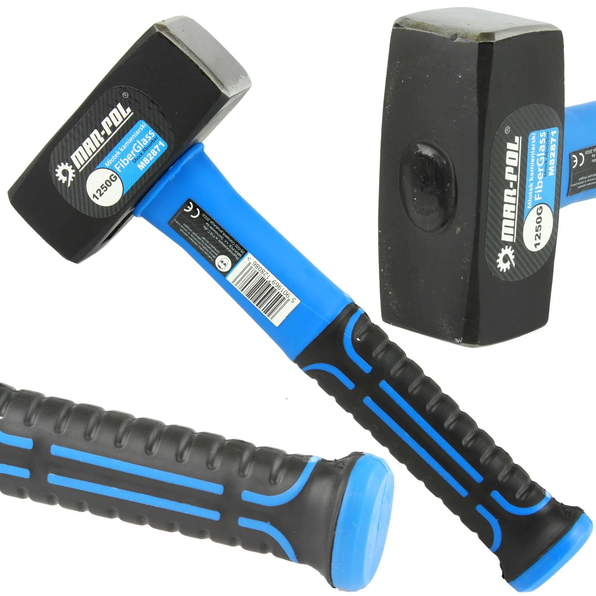 MŁOTEK KAMIENIARSKI MŁOT WYBURZENIOWY DWUOBUCHOWY FIBERGLASS 1,25KG 1250G