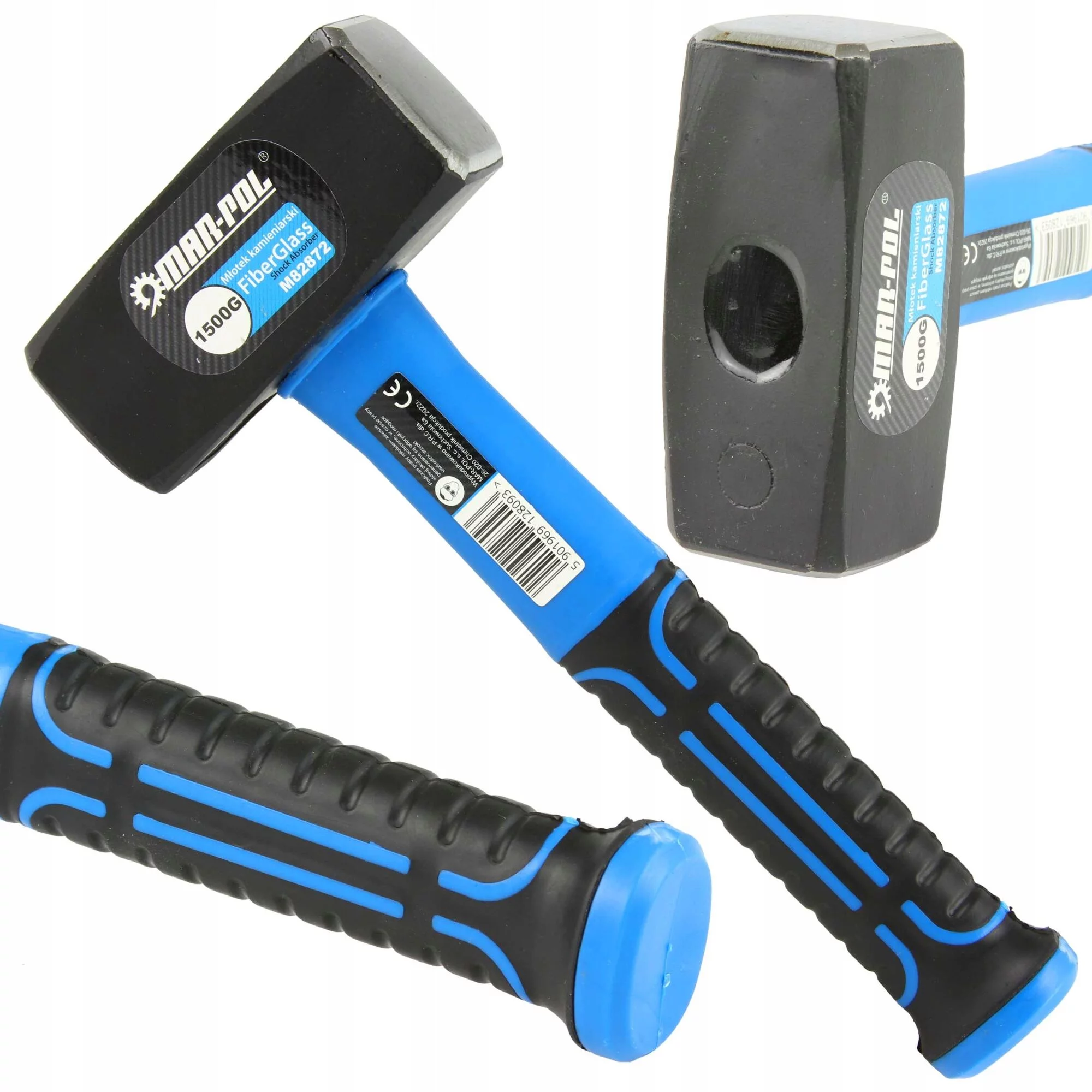 MŁOTEK KAMIENIARSKI MŁOT WYBURZENIOWY DWUOBUCHOWY FIBERGLASS 1,5KG 1500G