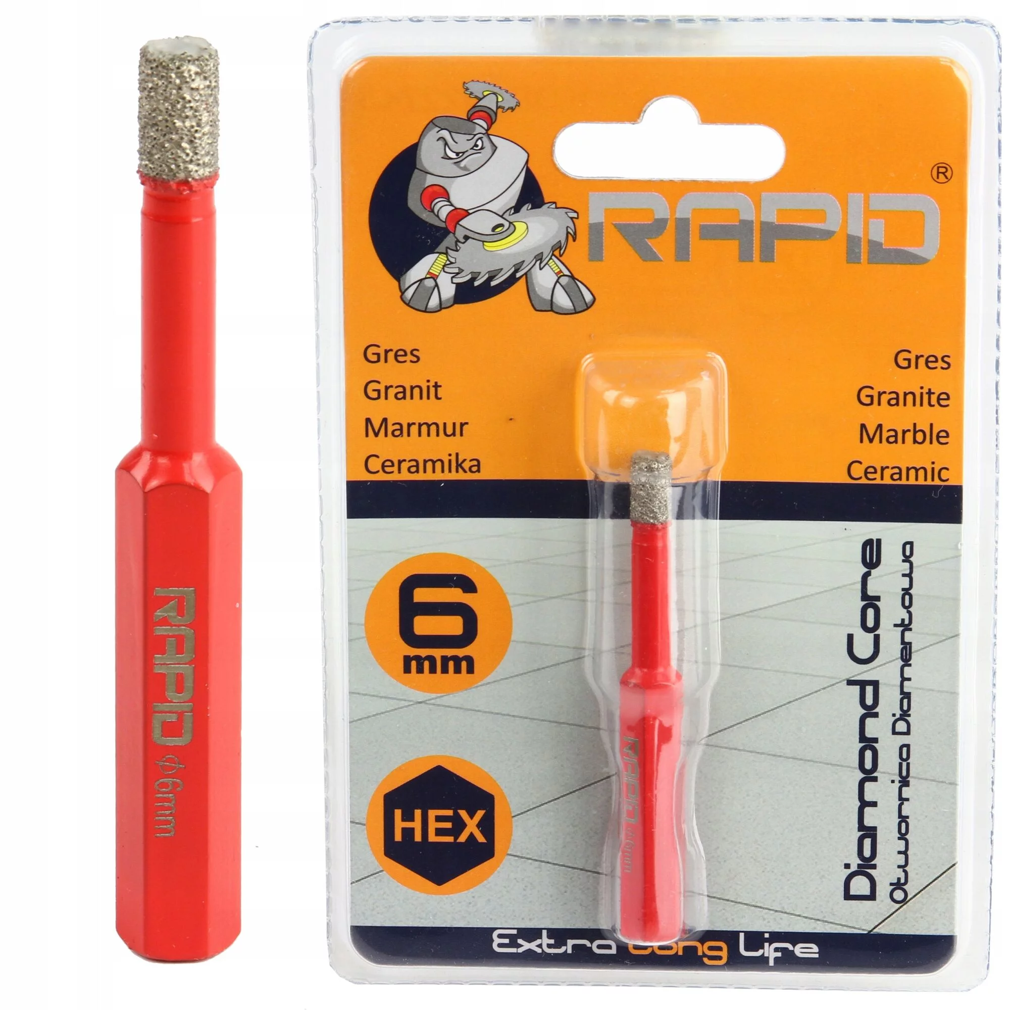 OTWORNICA DIAMENTOWA WIERTŁO WOLFRAMOWE 6MM HEX