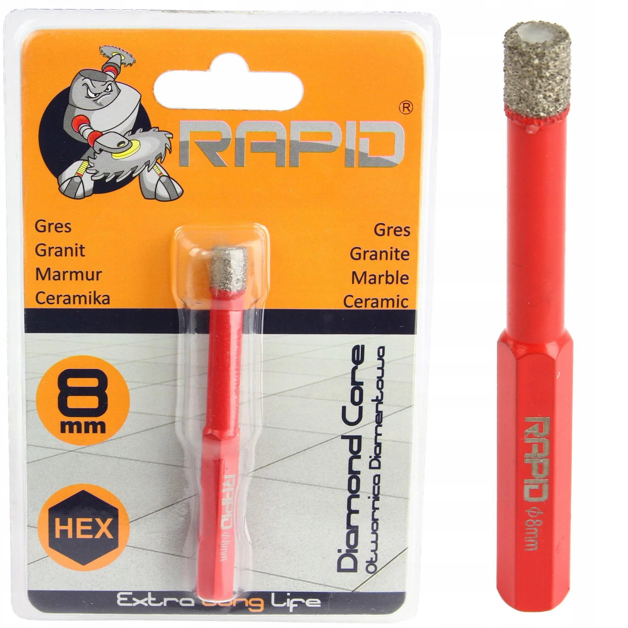 OTWORNICA DIAMENTOWA WIERTŁO WOLFRAMOWE 8MM HEX