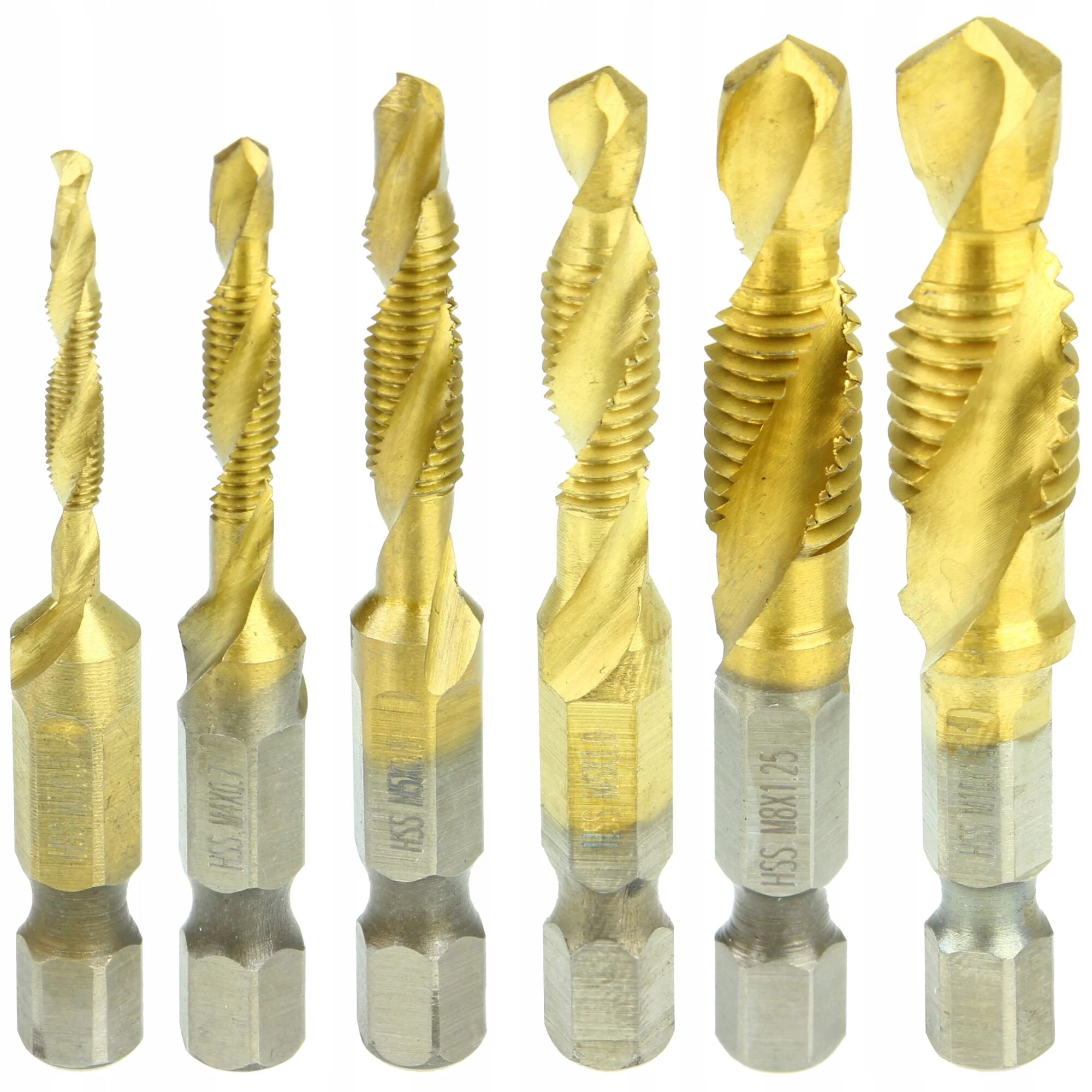 WIERTŁA GWINTUJĄCE M3-M10 ZESTAW 6szt GWINTOWNIKI GWINTOWNIKÓW HSS 1/4"