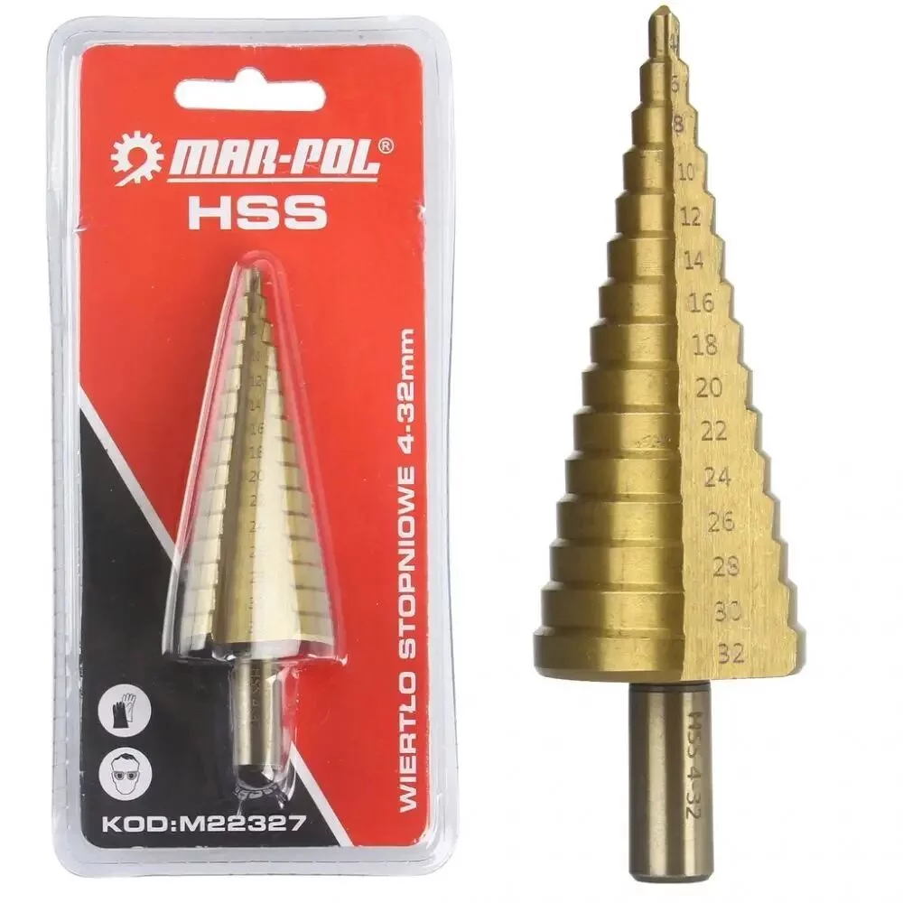 WIERTŁO STOPNIOWE STOŻKOWE TYTANOWE HSS 4-32 mm