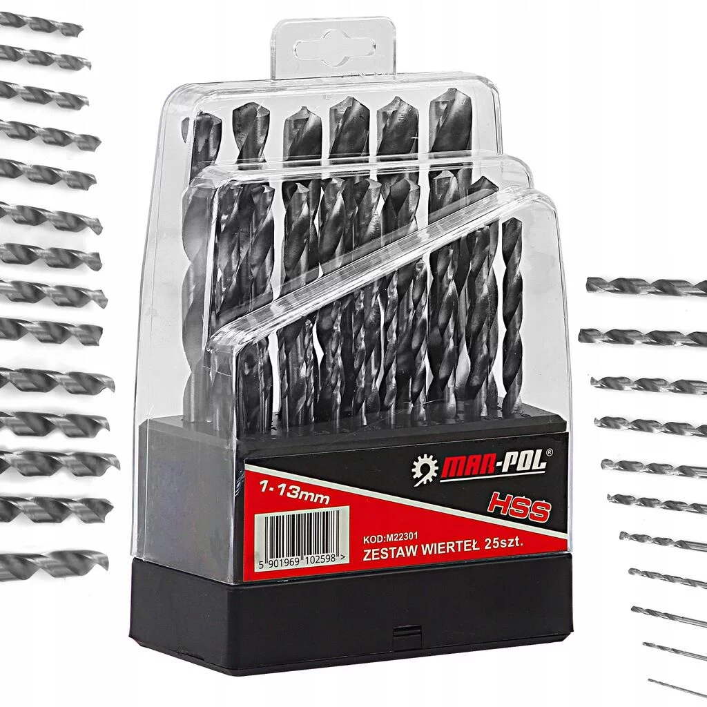 ZESTAW WIERTEŁ DO METALU HSS SREBRNY 25sz. 1-13mm