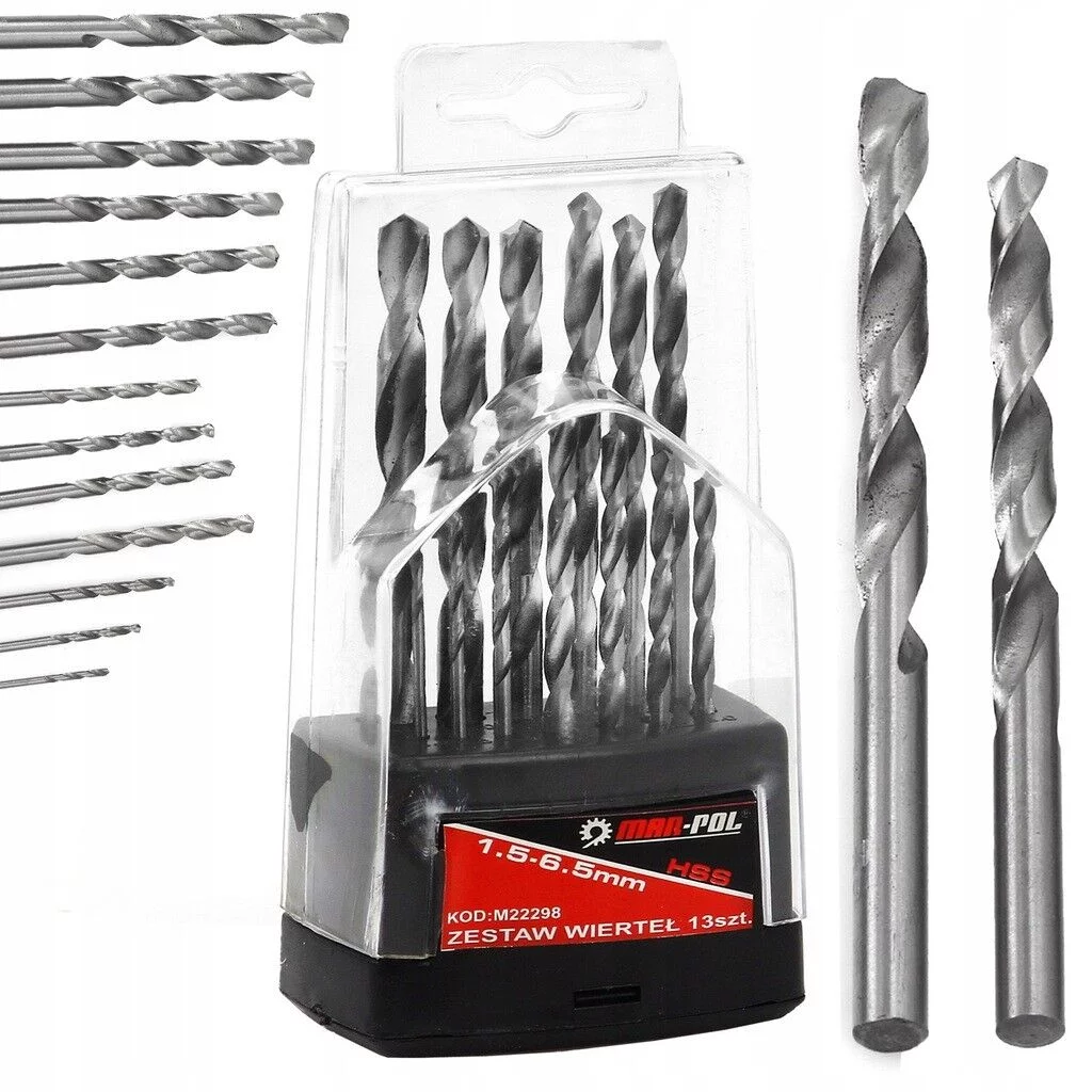 WIERTŁA DO METALU HSS 13 sztuk 1.5-6.5mm ZESTAW WIERTEŁ