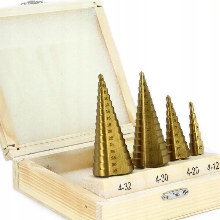 ZESTAW WIERTEŁ STOPNIOWE STOŻKOWE TYTAN HSS 4-32MM