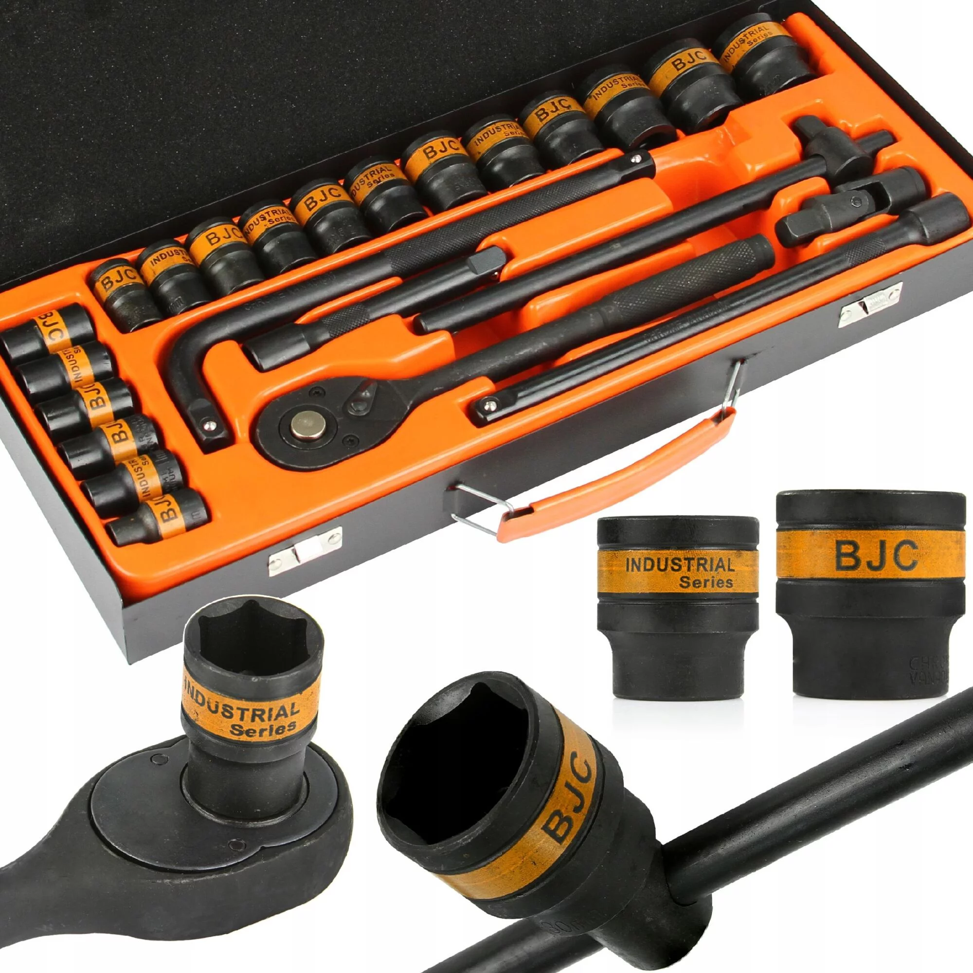 KLUCZE NASADOWE 24el 10-32 mm NASADKI 6 KĄTNE GRZECHOTKA 1/2" BJC