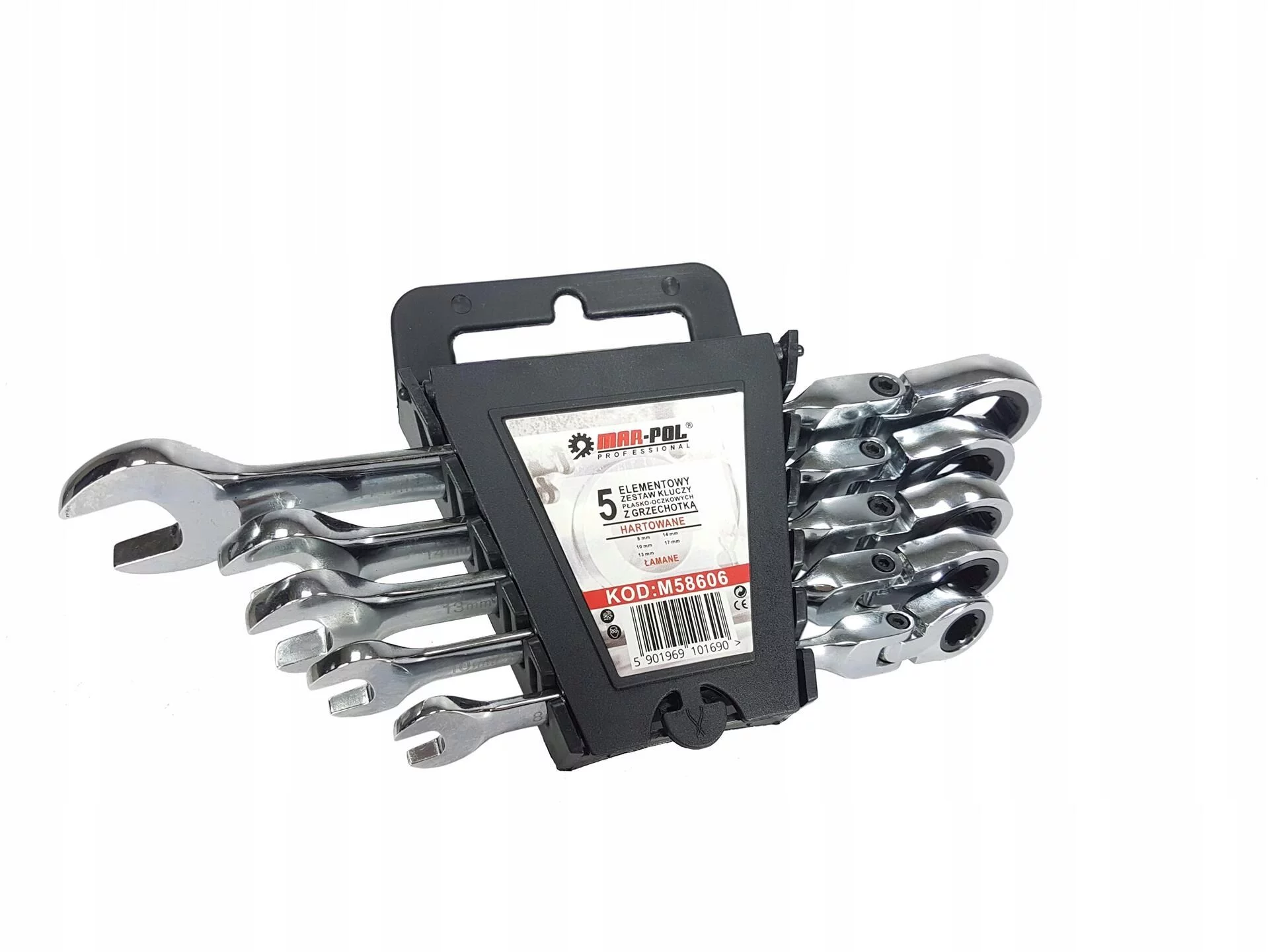 KLUCZE PŁASKO OCZKOWE GRZECHOTKĄ ŁAMANE 8-17mm 5sztuk