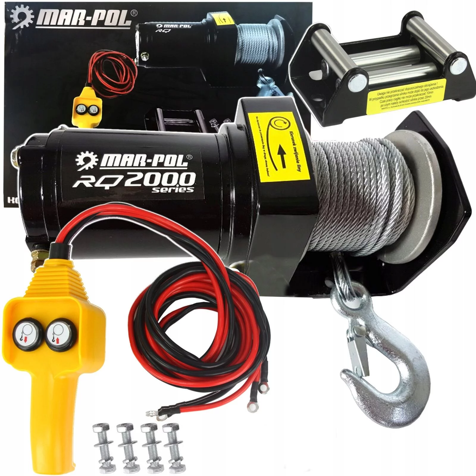 WYCIĄGARKA 12V 1T + ROLKI 2000LBS