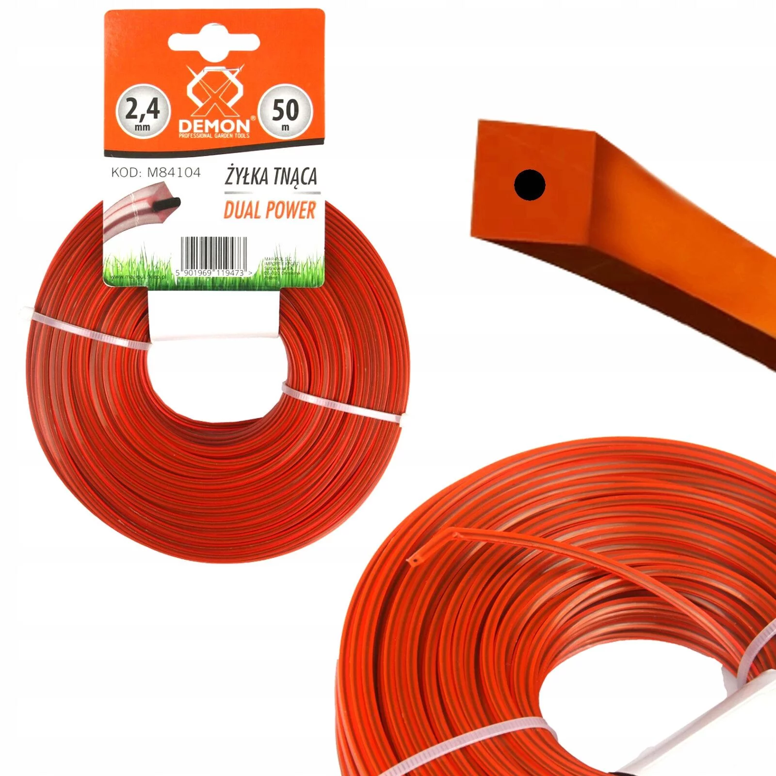 ŻYŁKA 2.4mm* 50m KWADRAT / ZBROJONA