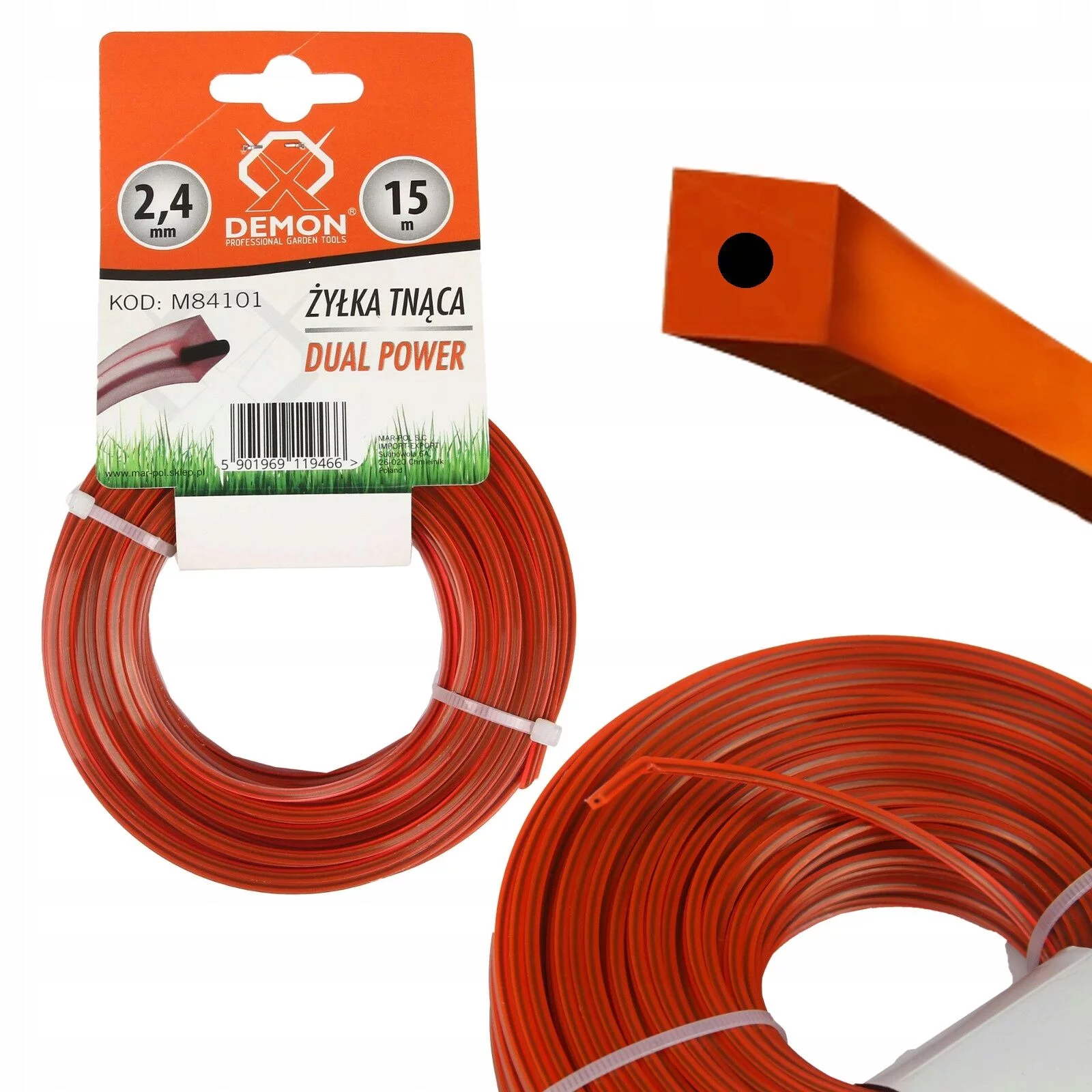 ŻYŁKA 2.4mm* 15m KWADRAT / ZBROJONA