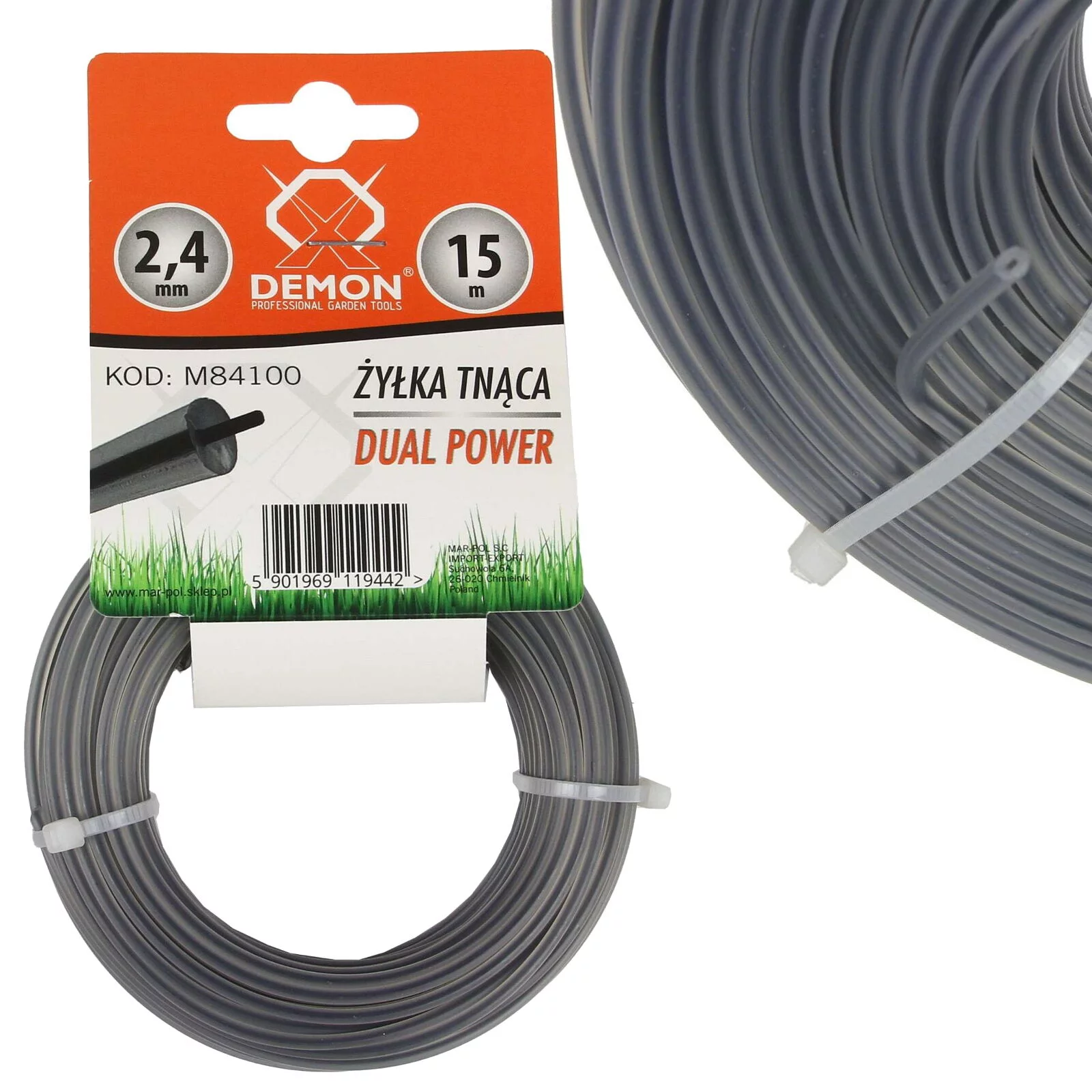 ŻYŁKA 2.4mm* 15m OKRĄGŁA / ZBROJONA