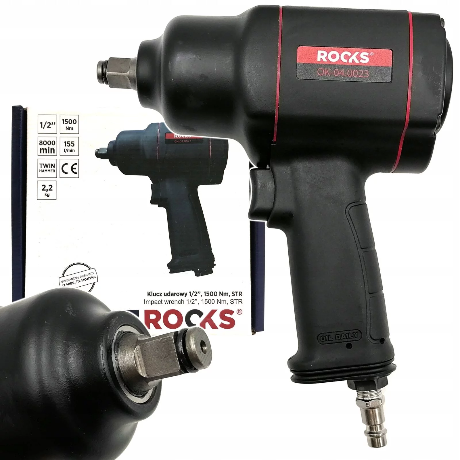 KLUCZ PNEUMATYCZNY UDAROWY 1/2'' 1500NM