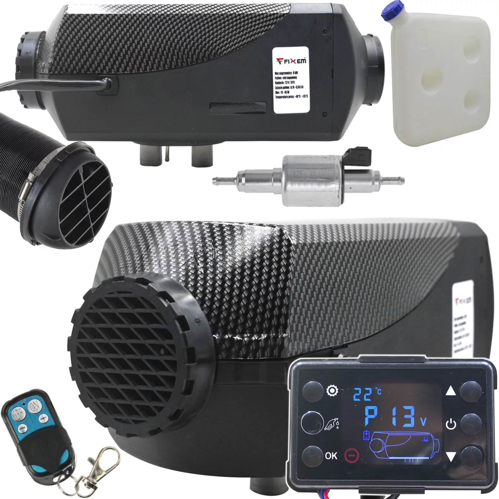 OGRZEWANIE POSTOJOWE ZESTAW 12V 24V LCD