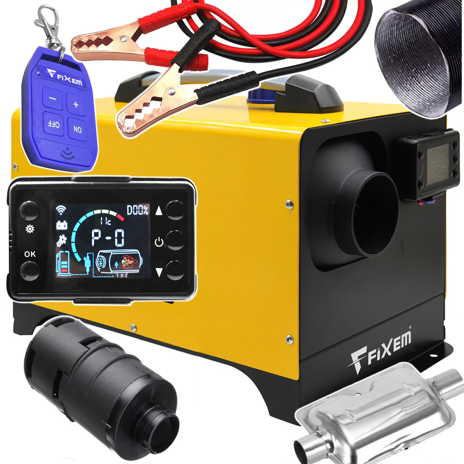 OGRZEWANIE POSTOJOWE 230V NAGRZEWNICA 8kW DMUCHAWA SPALINOWA KABLE 12V 24V