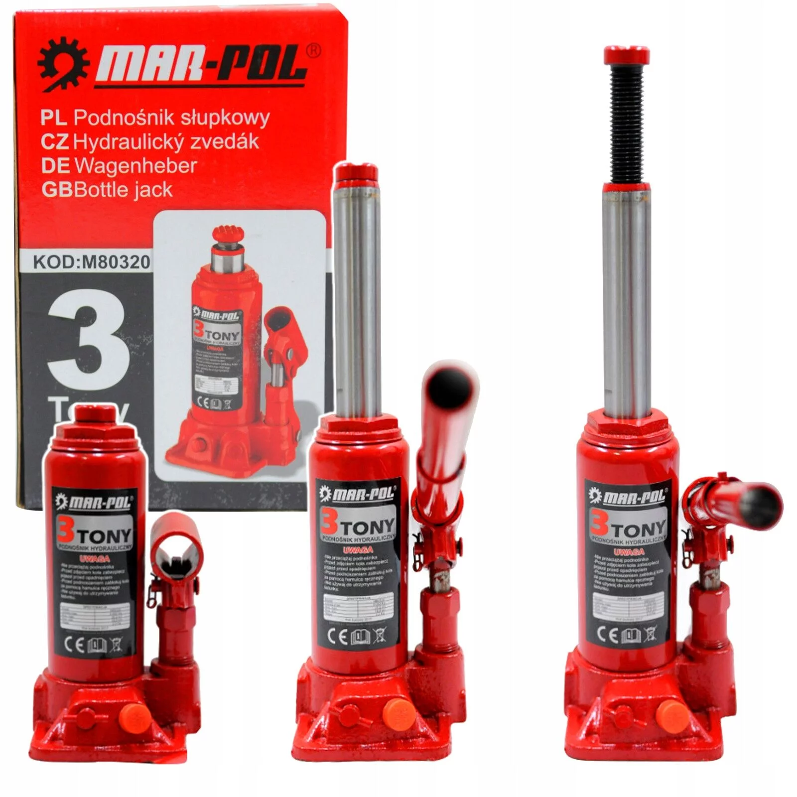 PODNOŚNIK HYDRAULICZNY SŁUPEK 1TŁOK 3T M80320