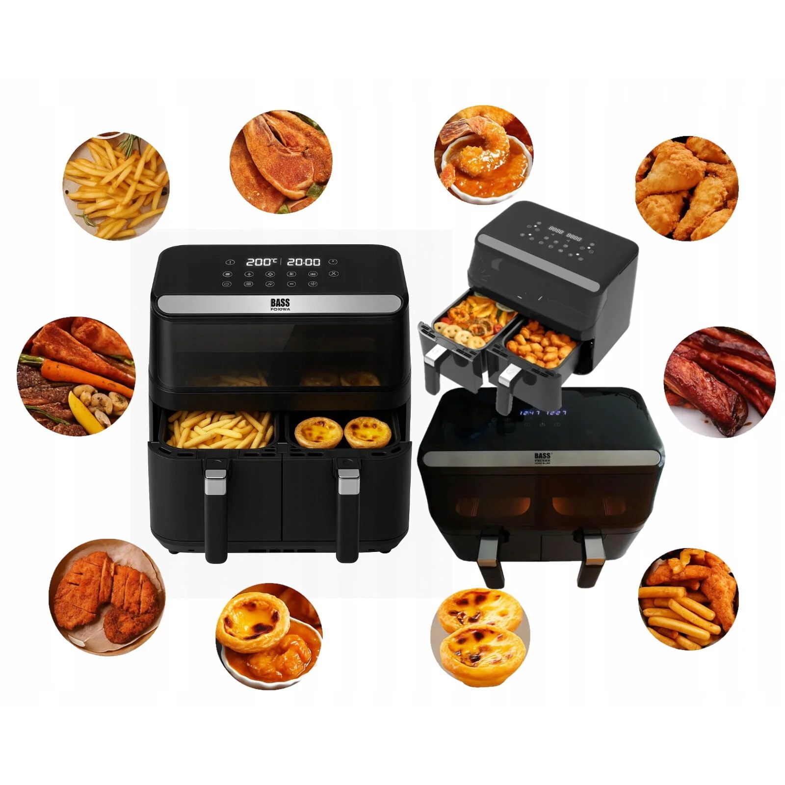 FRYTKOWNICA BEZTŁUSZCZOWA AIR FRYER FRYTOWNICA DWUKOMOROWA 8,5L
