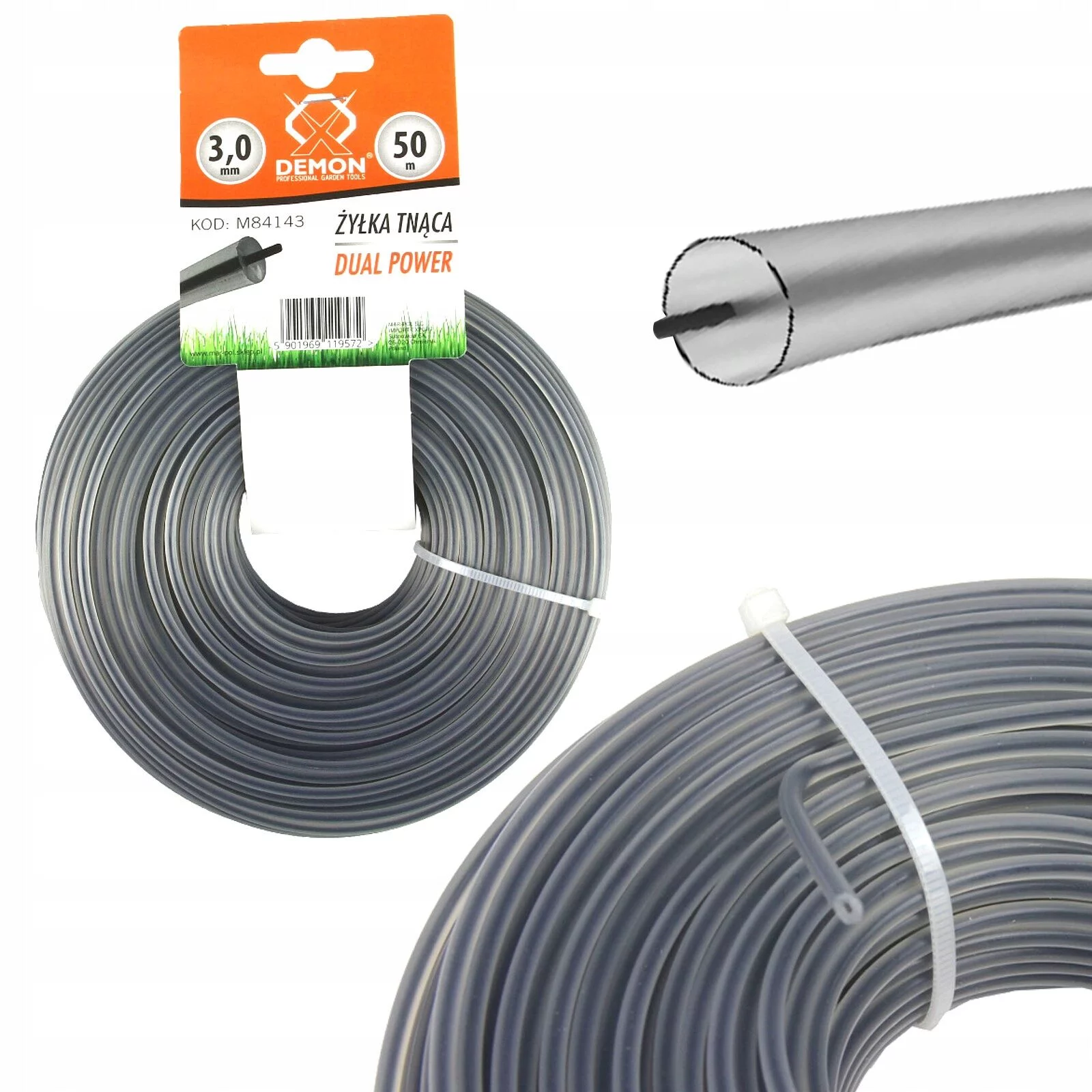 ŻYŁKA 3.0mm* 50m OKRĄGŁA / ZBROJONA