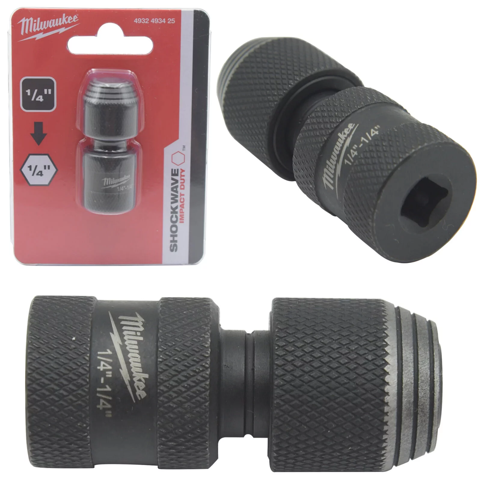 Adapter udarowy do bitów 1/4" kwadrat na 1/4" Hex