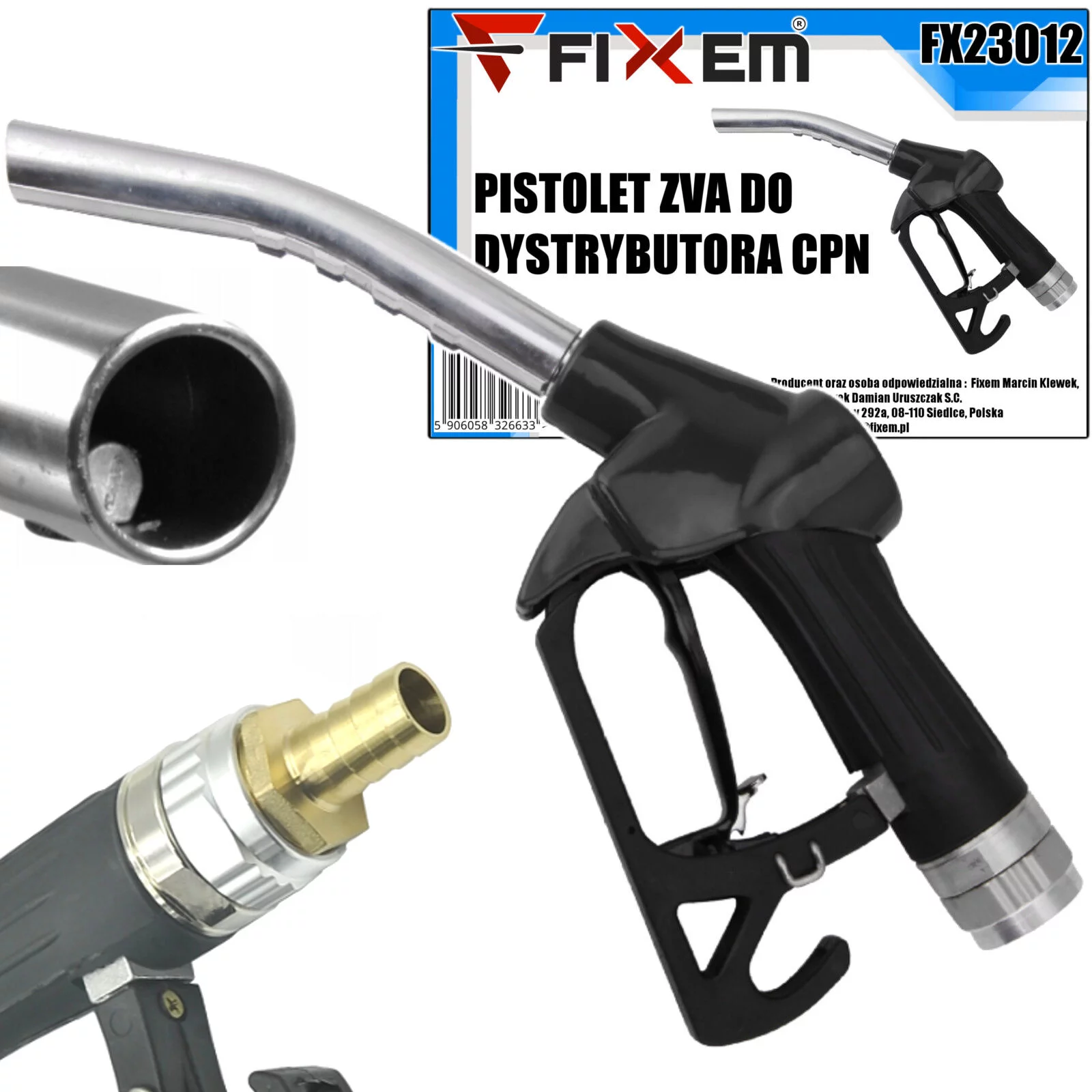 PISTOLET SAMOODBIJAJĄCY DO TANKOWANIA PALIWA OLEJU ROPY ON + ZŁĄCZKA 19mm