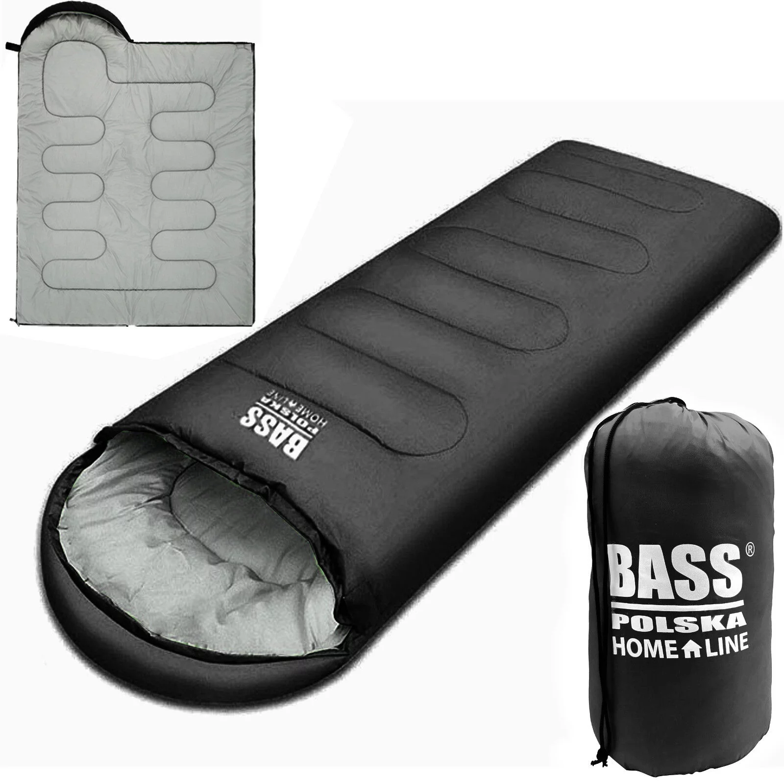 ŚPIWÓR Z KAPTUREM KOŁDRA 2w1 CZARNY T