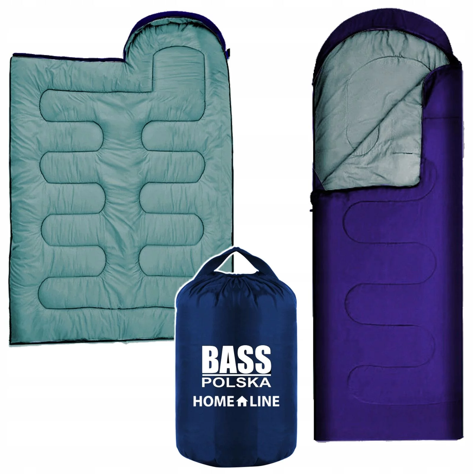 ŚPIWÓR Z KAPTUREM KOŁDRA 2w1 NIEBIESKI