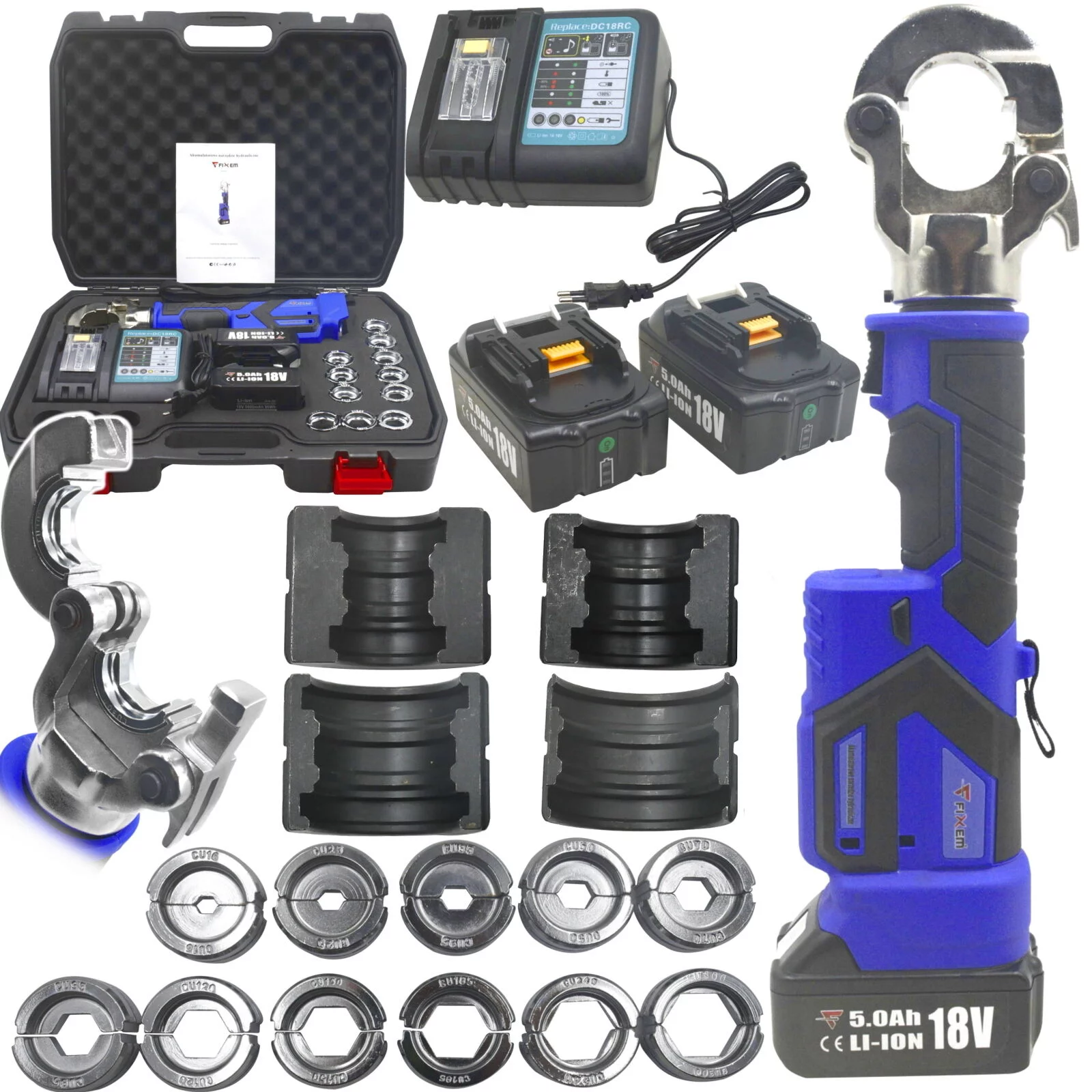 ZACISKARKA ELEKTRYCZNA DO KOŃCÓWEK KABLOWYCH DO RUR 18V CU 16-300 TH 16-32