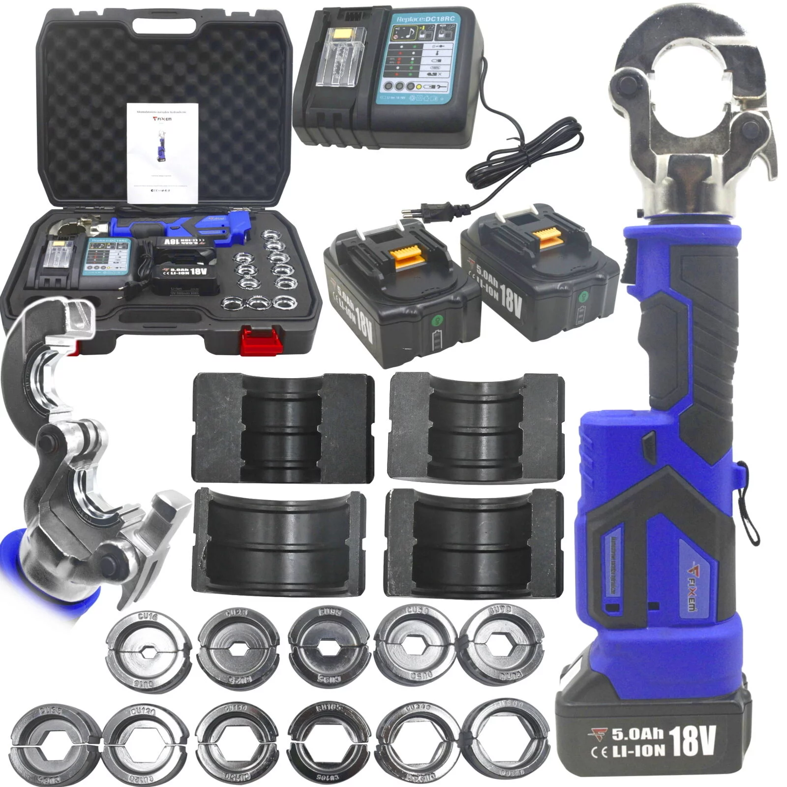 ZACISKARKA ELEKTRYCZNA DO KOŃCÓWEK KABLOWYCH DO RUR 18V CU 16-300 U 16-32