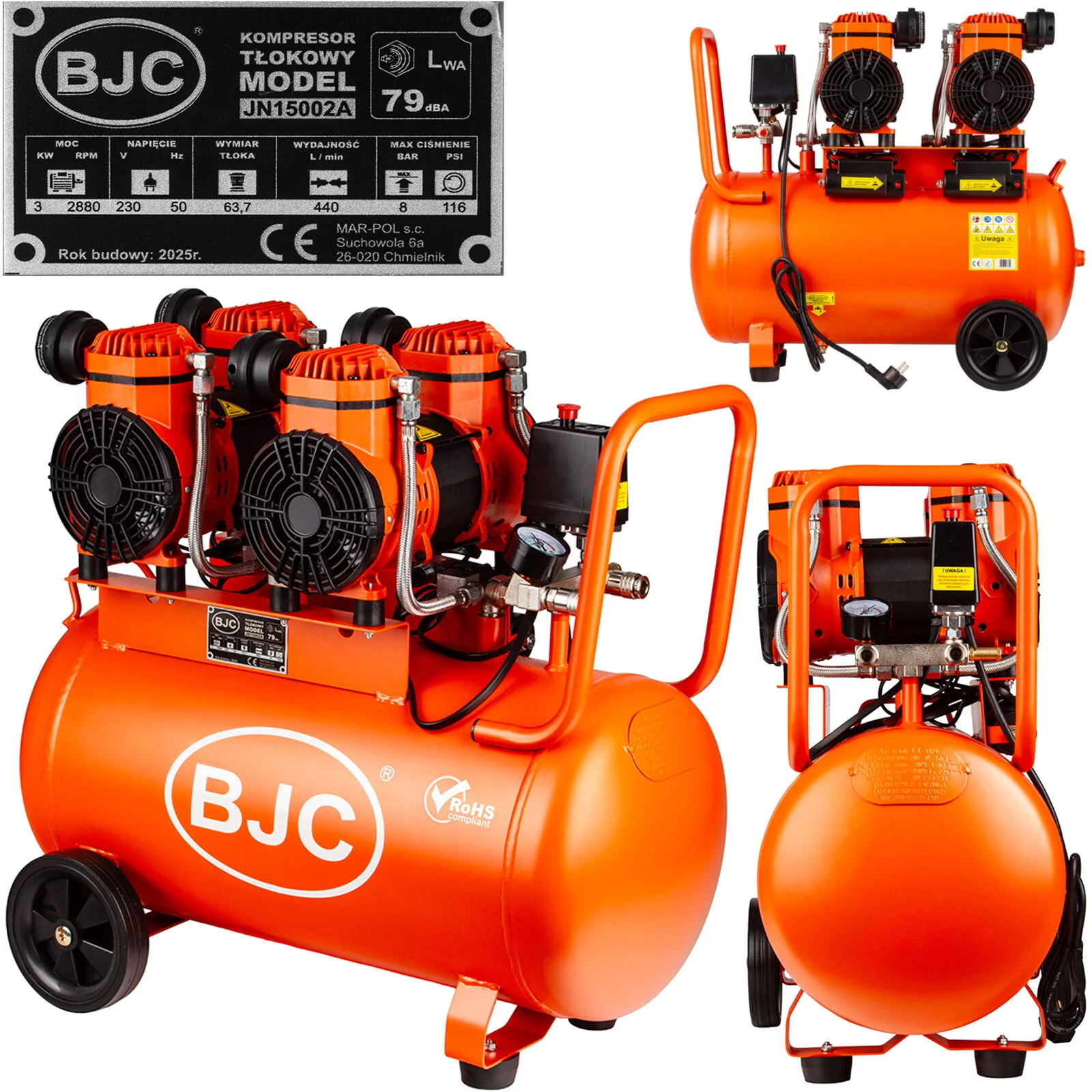 KOMPRESOR BEZOLEJOWY BJC 50L 4tł