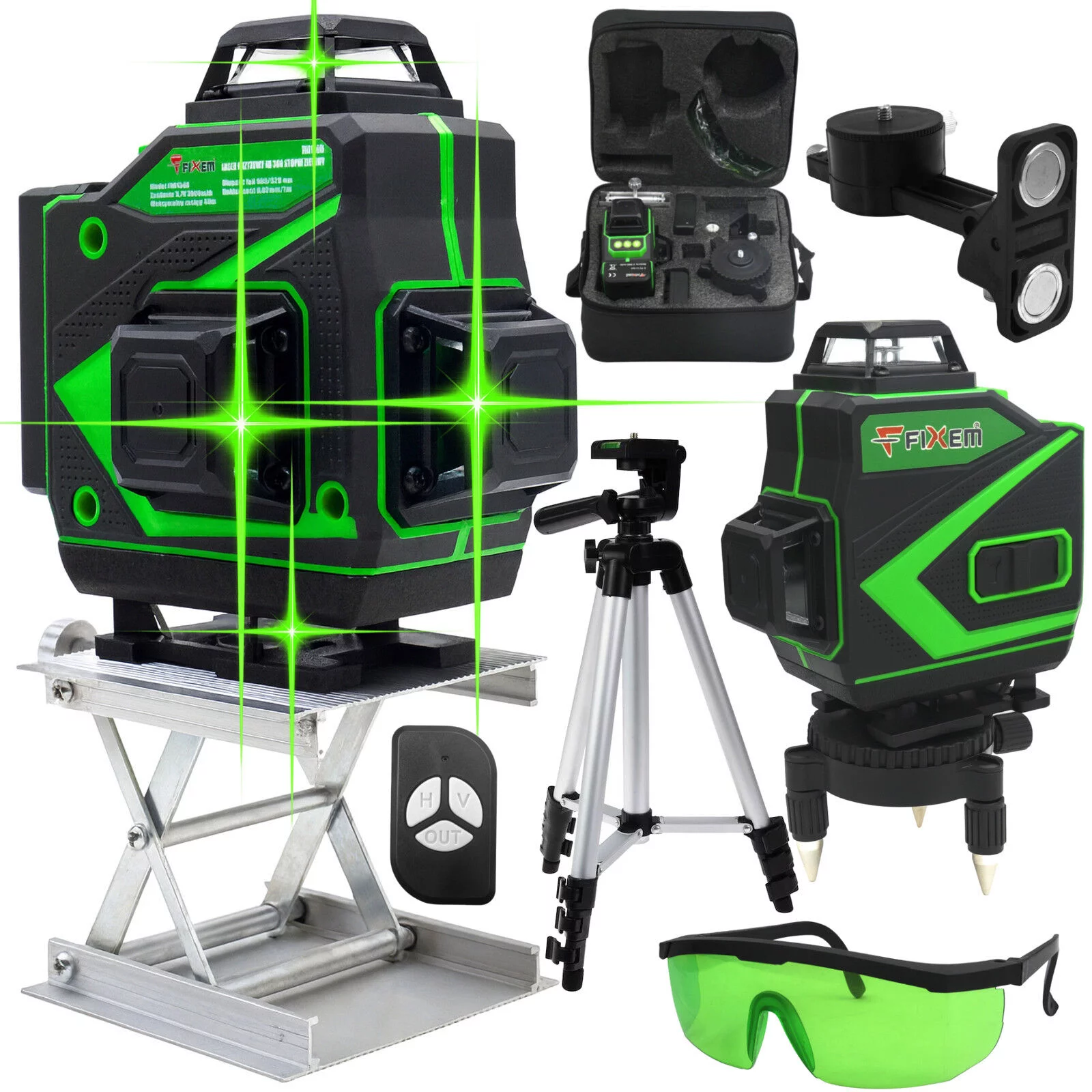 POZIOMNICA LASEROWA POZIOMICA 4D 16 LINII KRZYŻOWA 360 LASER ZESTAW STATYW