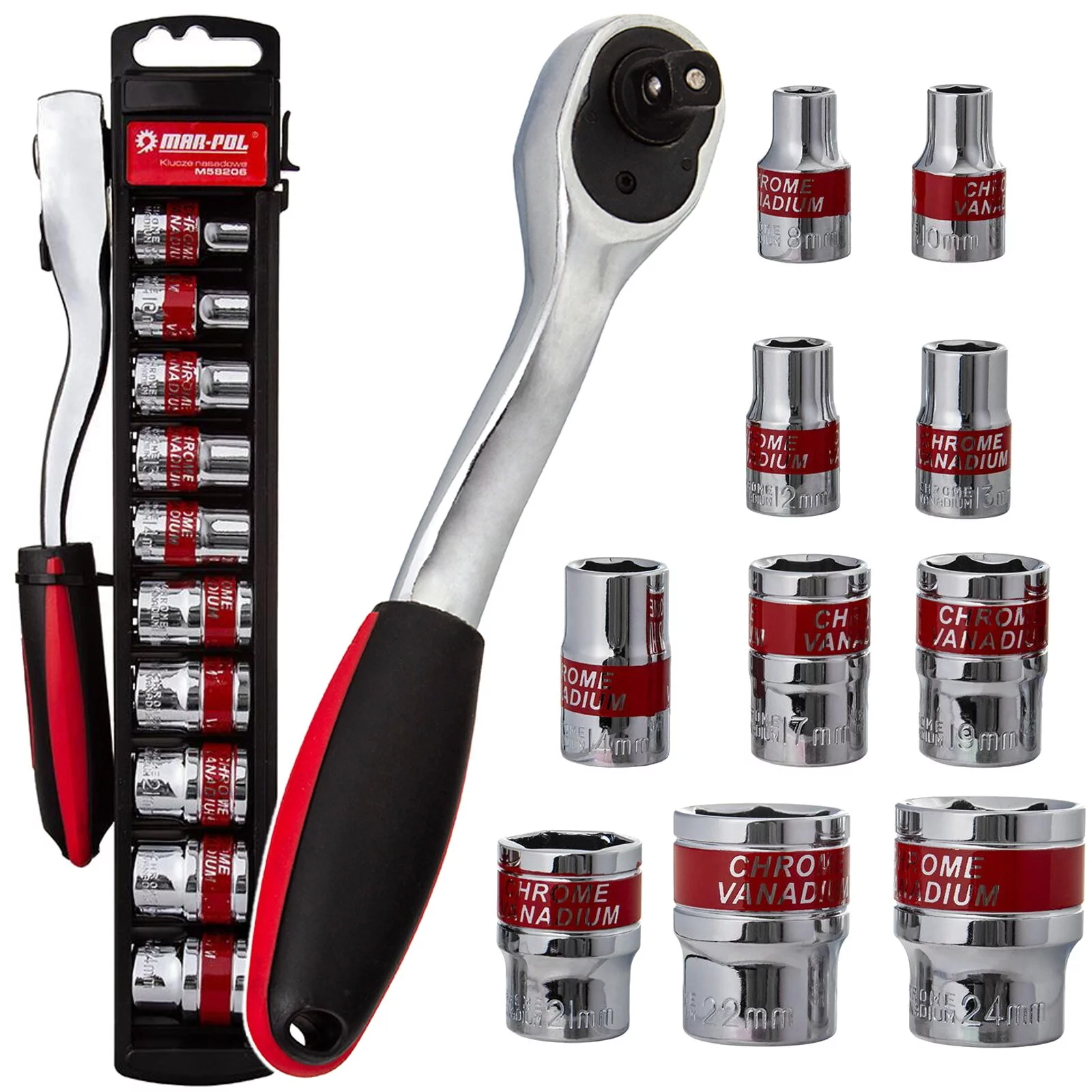 KLUCZE NASADOWE Z GRZECHOTKĄ | 1/2" | 8-24mm