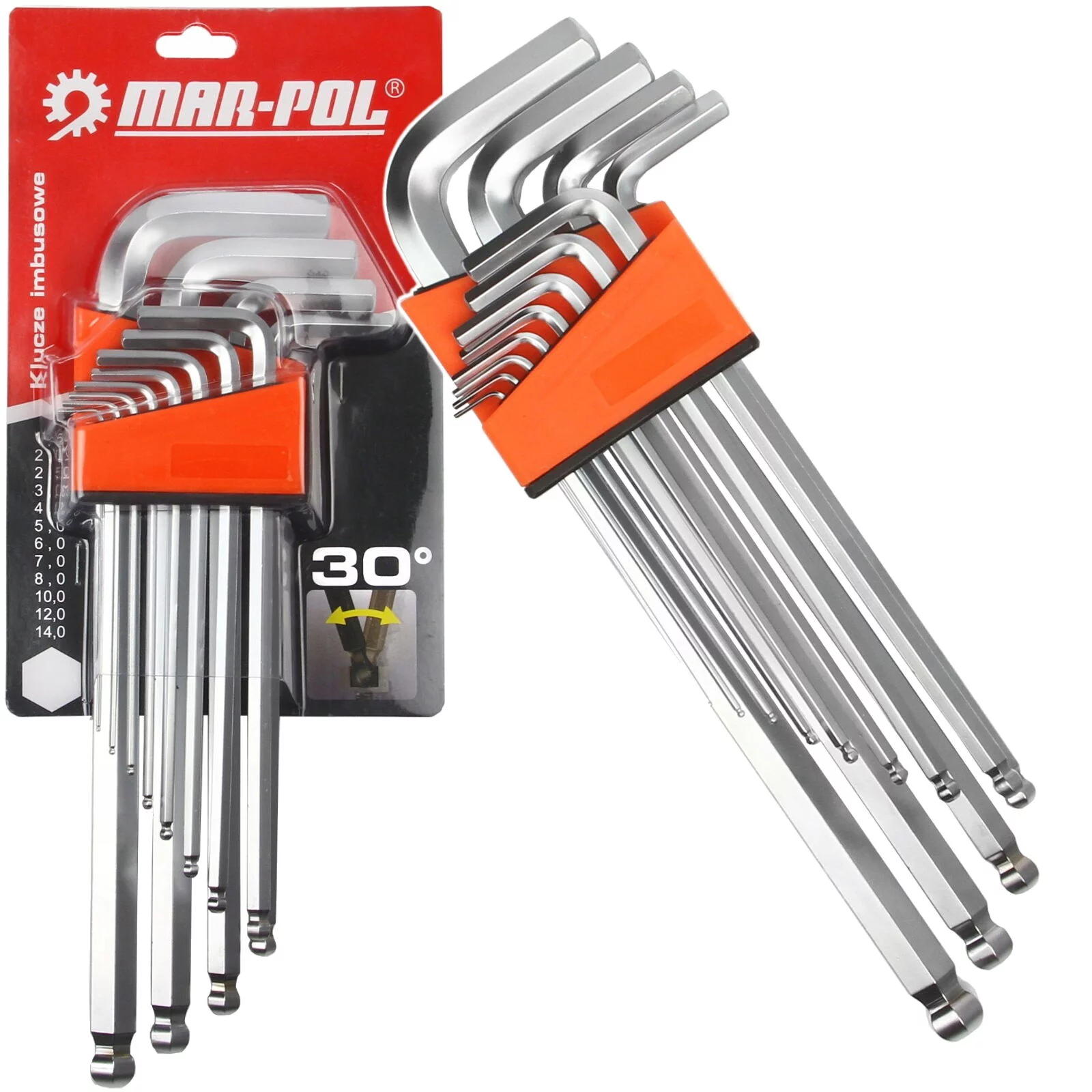 KLUCZE IMBUSOWE HEX DŁUGIE IMBUS 12 szt ZESTAW KLUCZY 1.5-14mm Z KULKĄ