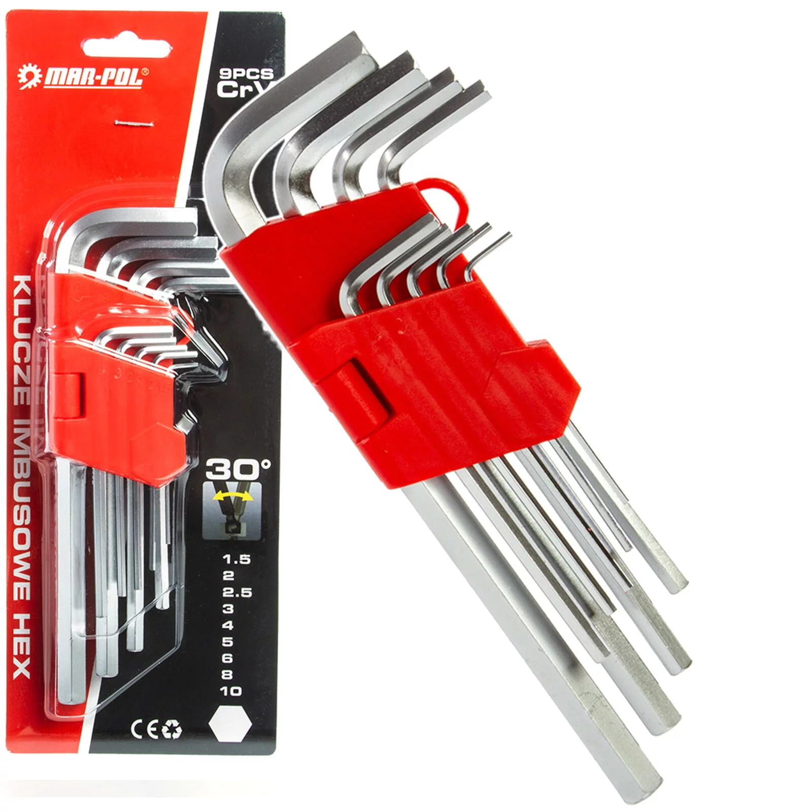 ZESTAW KLUCZY IMBUSOWYCH IMBUSY HEX SZEŚCIOKĄTNE CR-V 1,5-10MM 9 szt