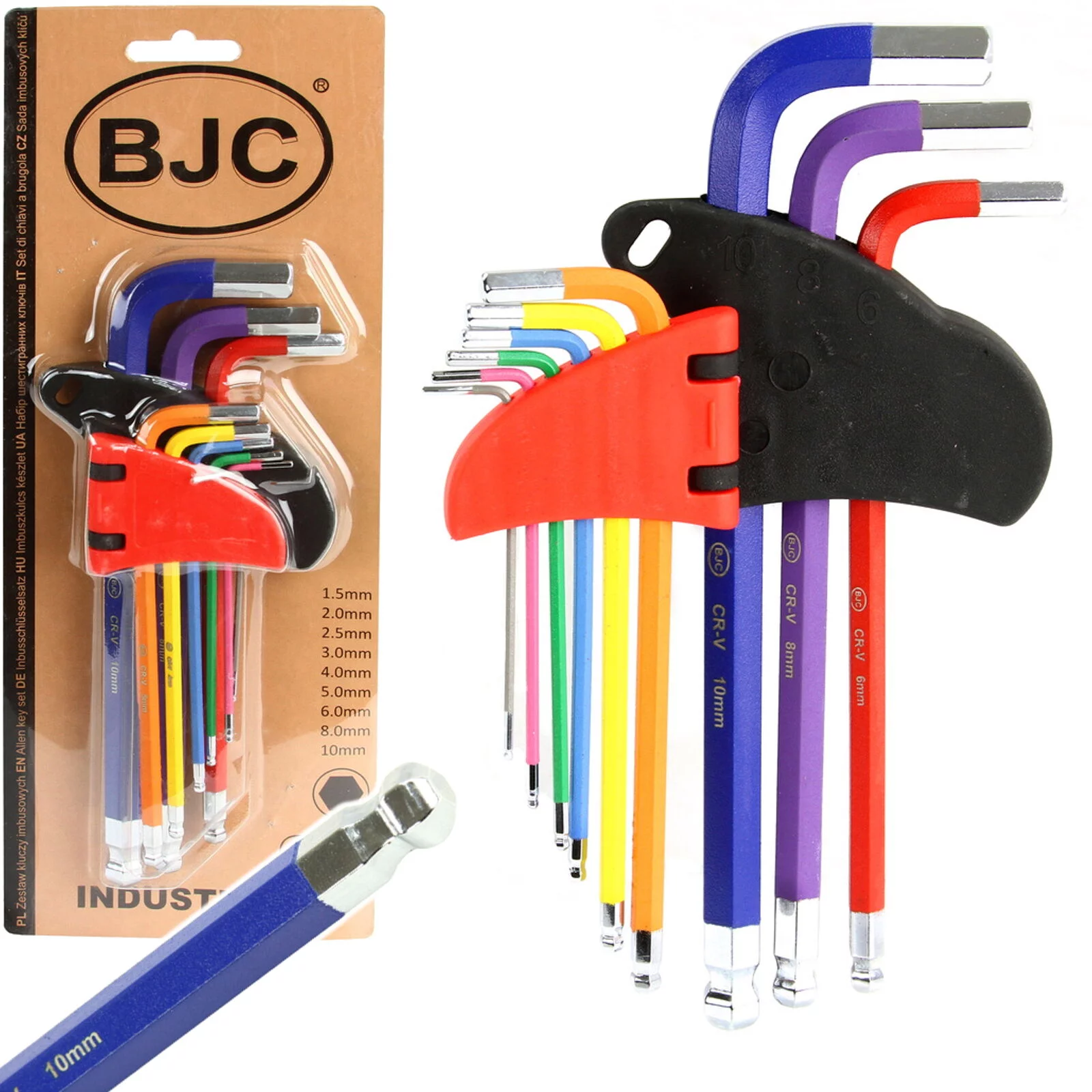 KLUCZE IMBUSOWE HEX DŁUGIE IMBUS 2-19 ZESTAW CR-V 13SZT Z KULKĄ BJC