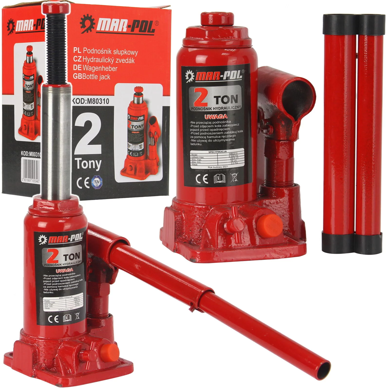 PODNOŚNIK SŁUPKOWY HYDRAULICZNY SŁUPEK 1TŁOK 2T 14,5-29cm