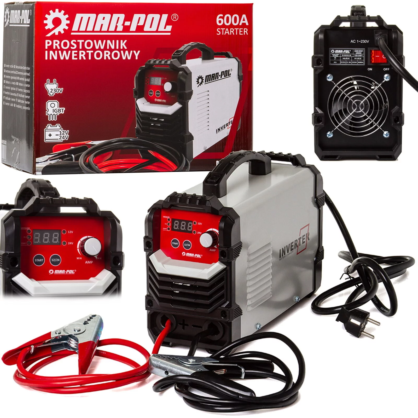 PROSTOWNIK INWERTOROWY 12V 24V Z ROZRUCHEM ładowania AKUMULATORÓW 600A