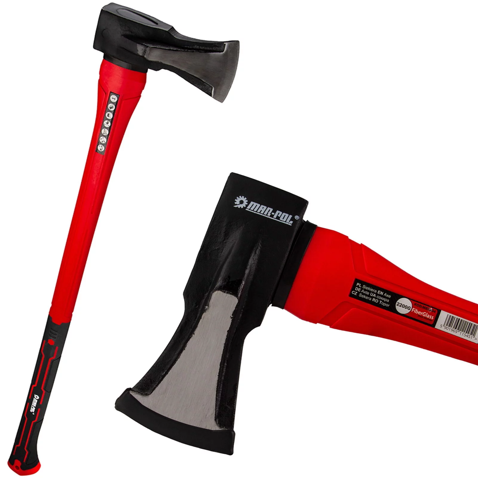 SIEKIERA Z KLINEM ROZŁUPUJĄCA TOPOREK DO DREWNA 2200G FIBERGLASS 85 cm