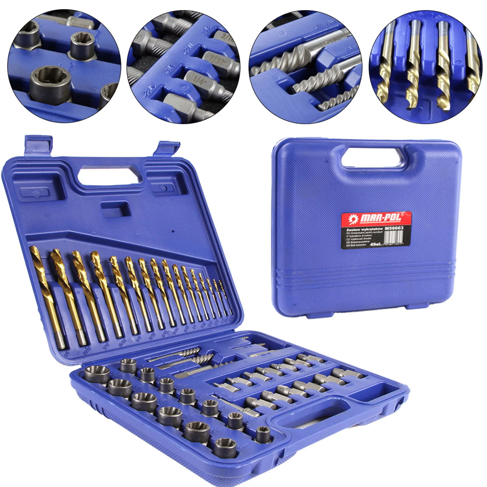 WYKRĘTAKI DO USZKODZONYCH ŚRUB i NAKRĘTEK 49el