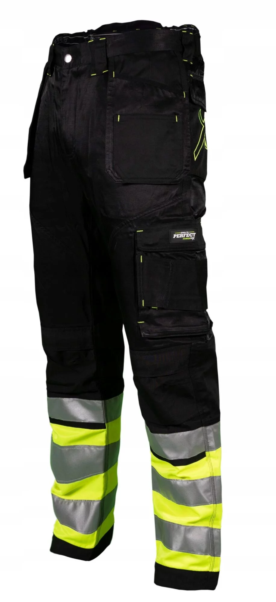 SPODNIE ROBOCZE ODBLASKOWE SCOTCHLITE DURA TWILL CZARNE STALCO PERFECT XL