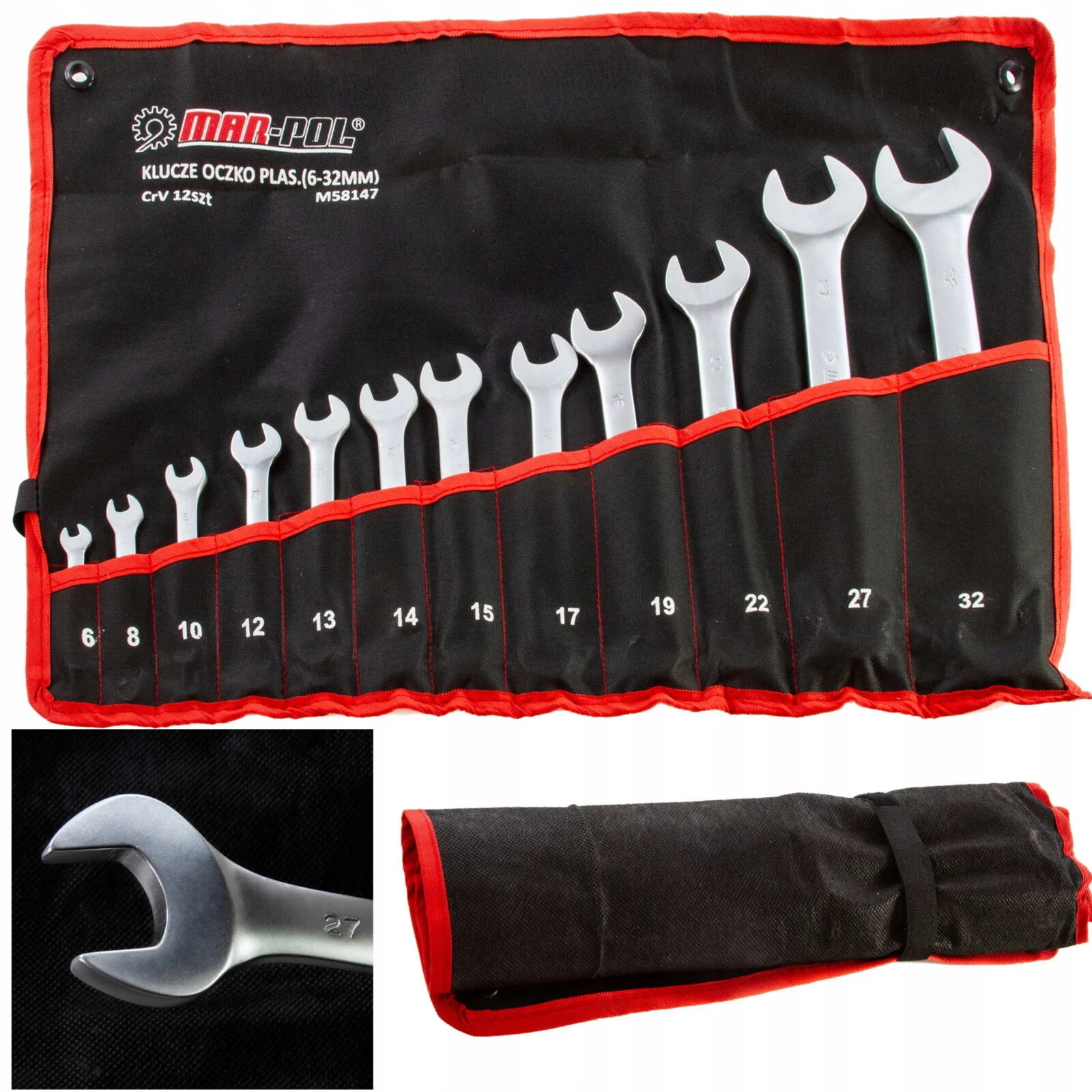 KLUCZE PŁASKIE PŁASKO OCZKOWE ZESTAW KOMPLET KLUCZY PŁASKICH 6-32mm CRV