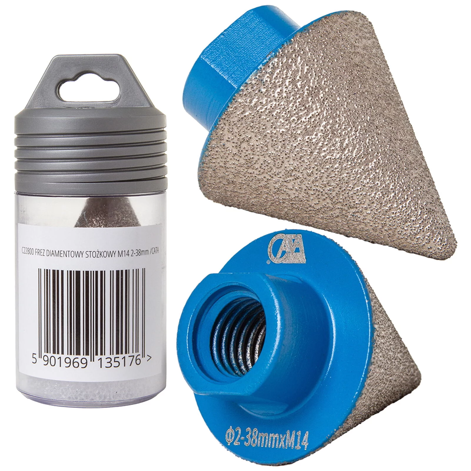 FREZ DIAMENTOWY STOŻKOWY STOŻEK GWINT M14 2-38mm DO GRESU MARMURU CERAMIKI