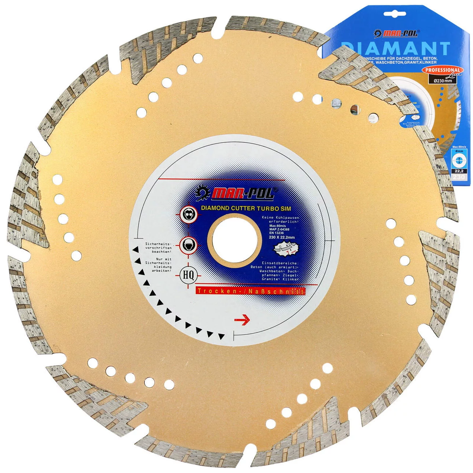 TARCZA DIAMENTOWA DO CIĘCIA BETONU CEGŁY KOSTKI SEGMENT 230mm